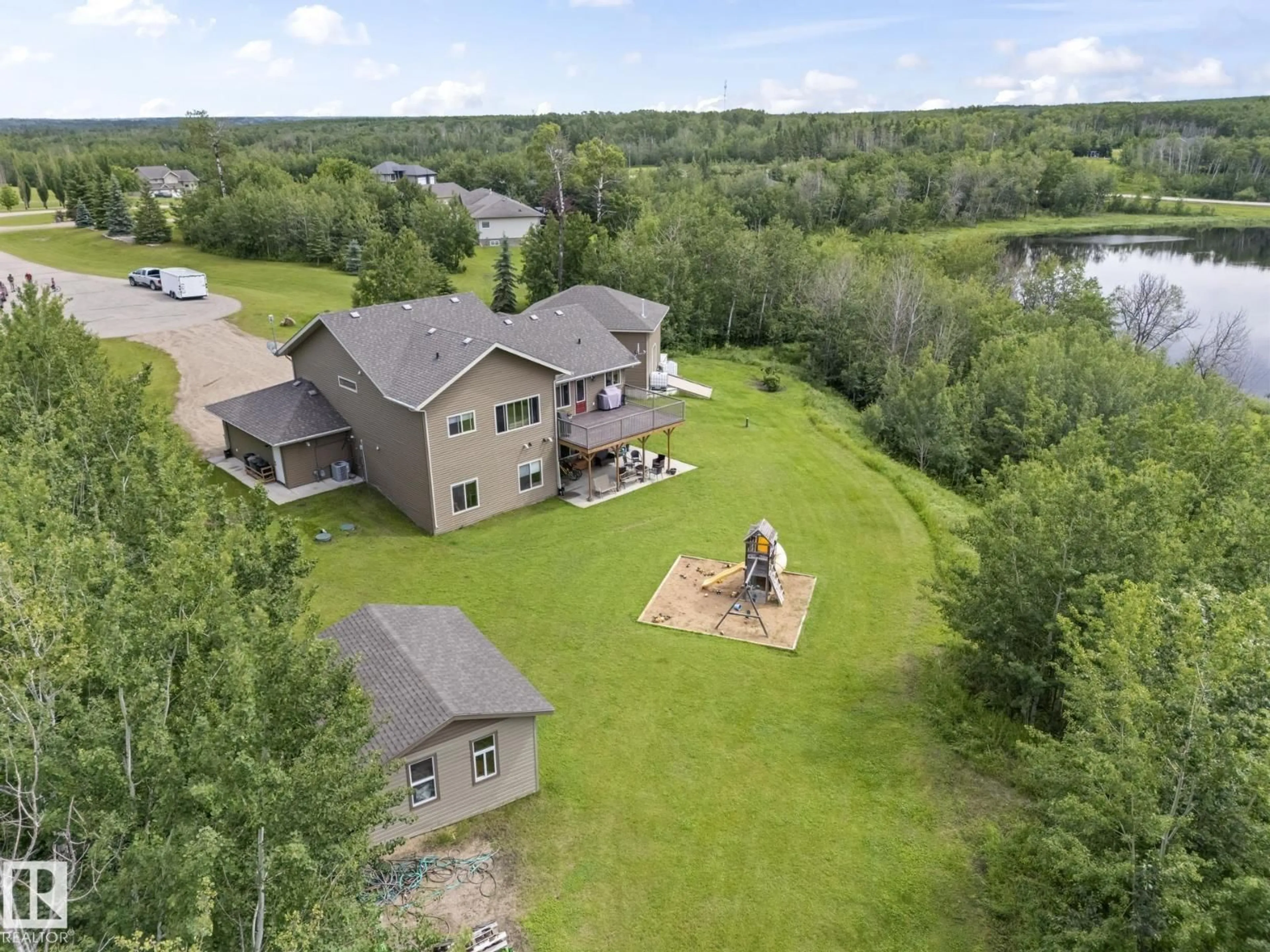 A pic from outside/outdoor area/front of a property/back of a property/a pic from drone, water/lake/river/ocean view for 7 - 61130 465 RGE RD, Rural Bonnyville M.D. Alberta T9N2G9