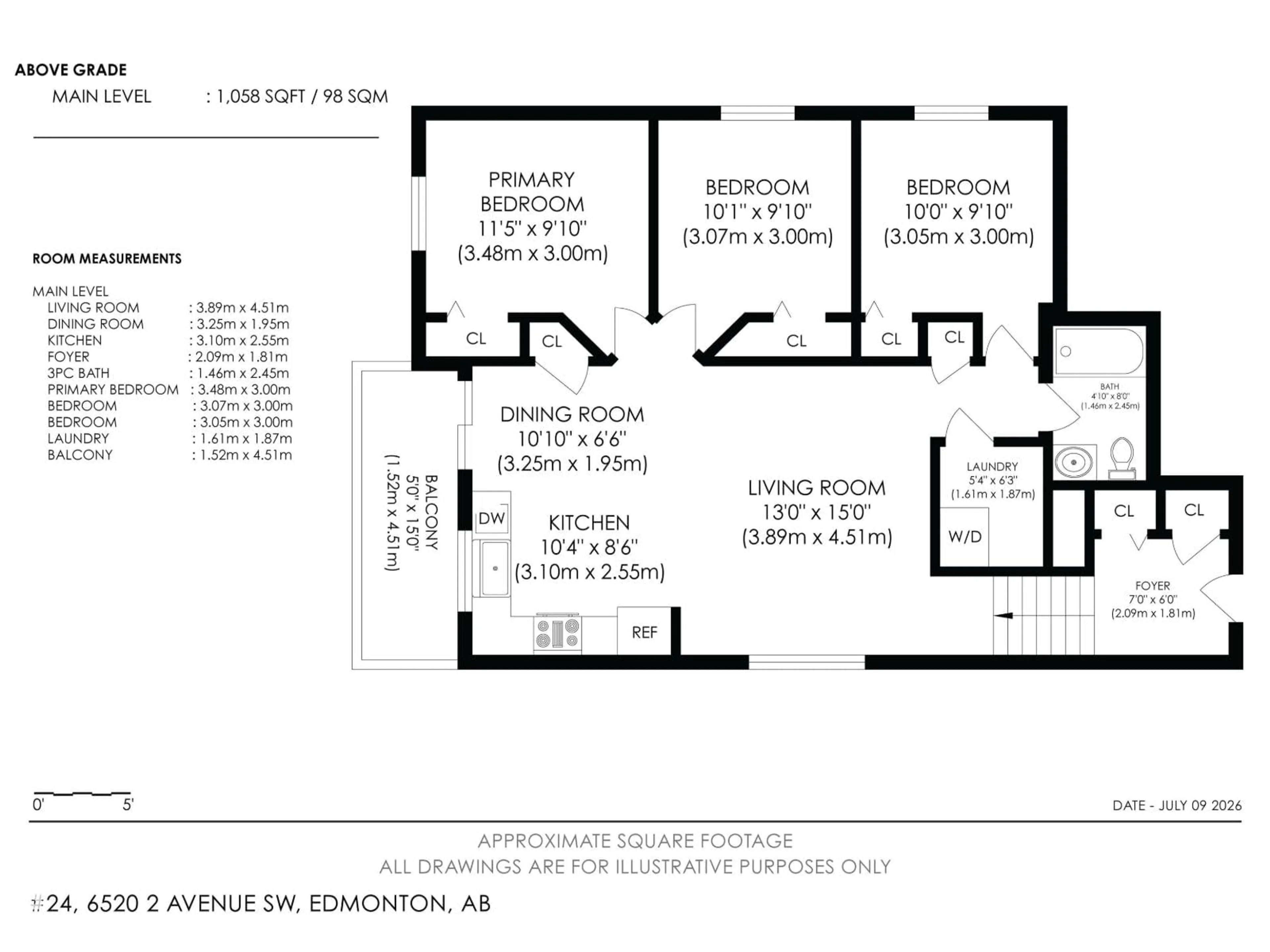Floor plan for #24 - 6520 2 AV, Edmonton Alberta T6X1S4