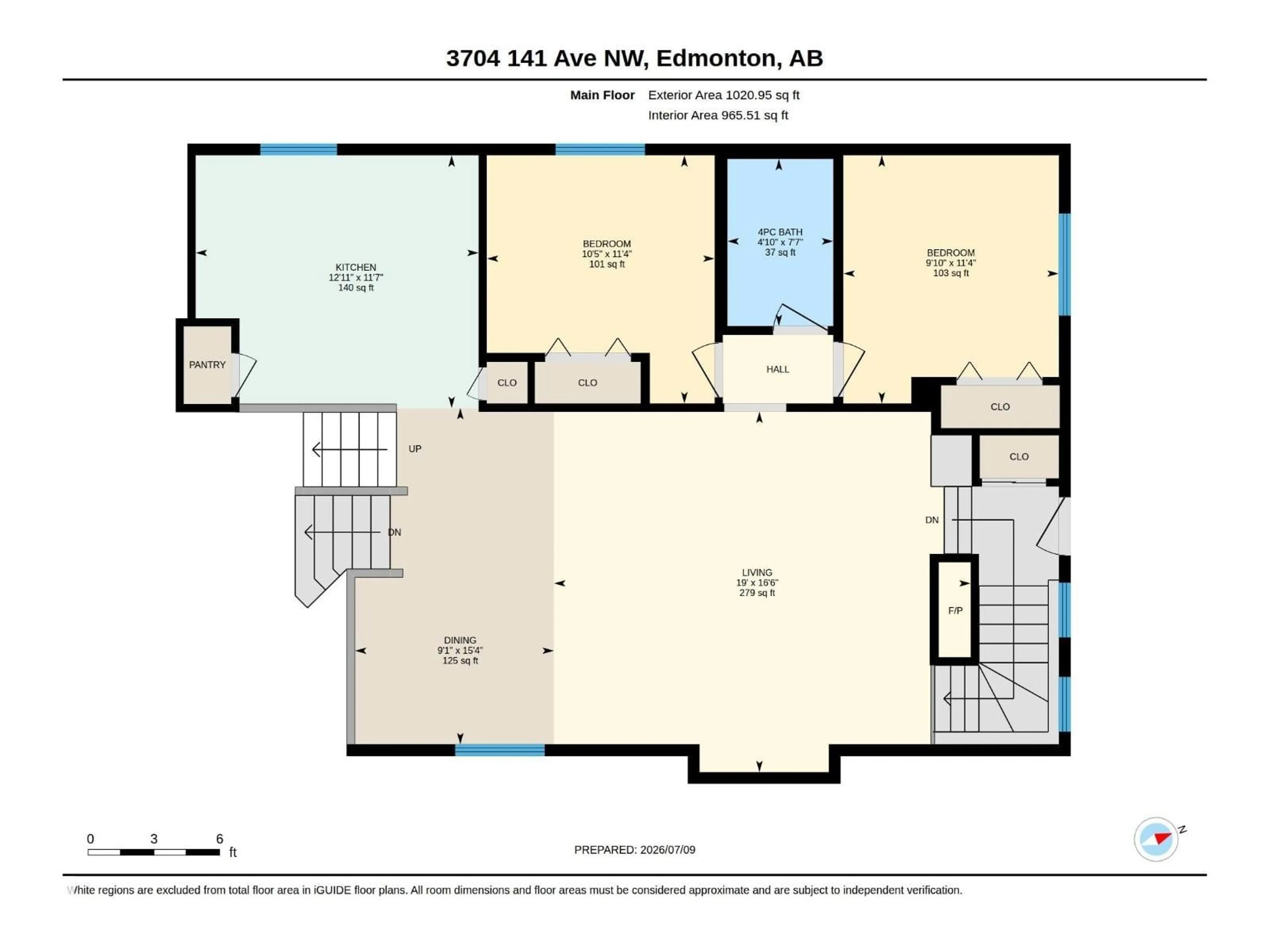 Floor plan for 3704 141 AV, Edmonton Alberta T5Y0E3
