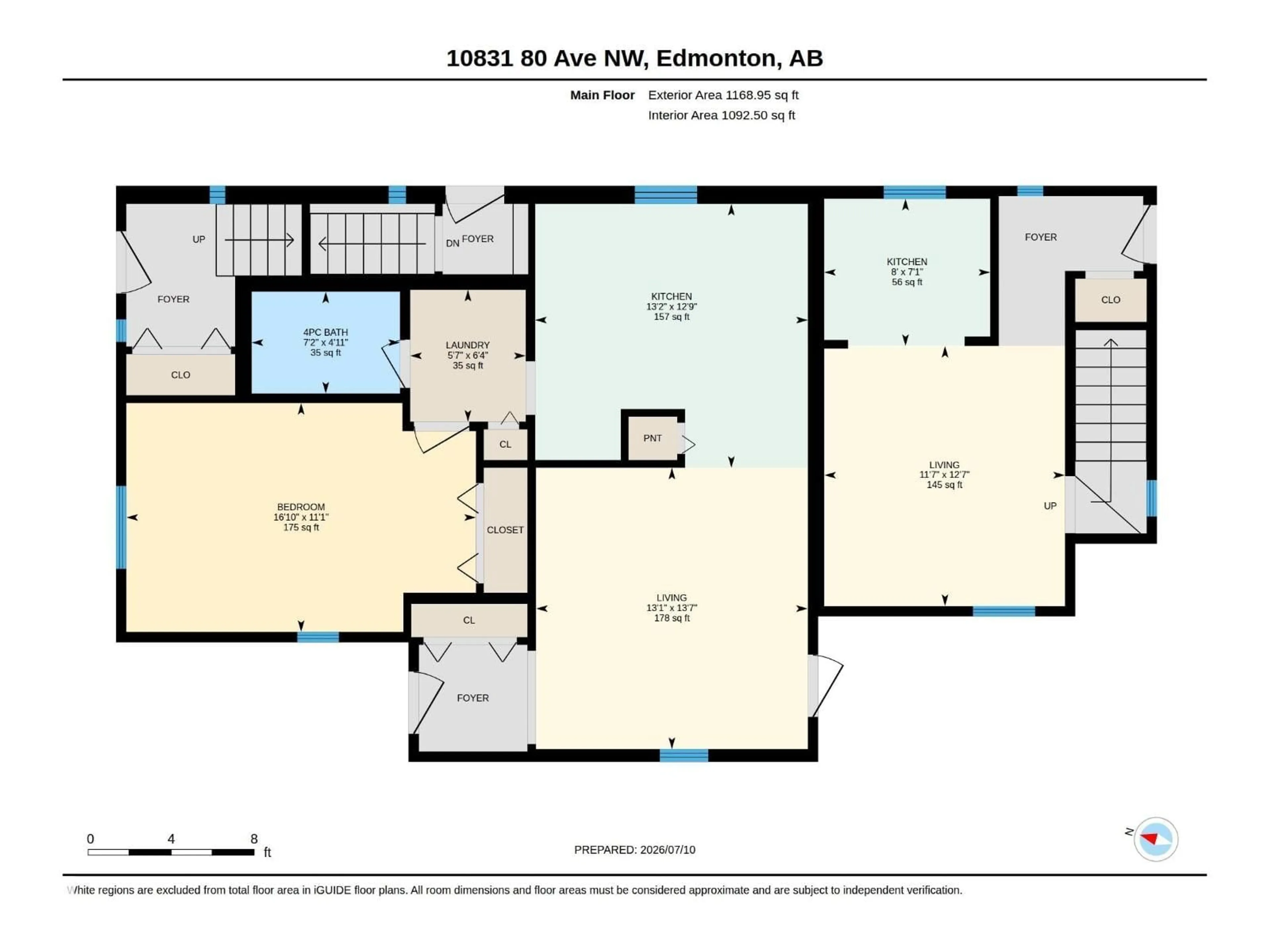 Floor plan for 10831 80 AV, Edmonton Alberta T6E1V9