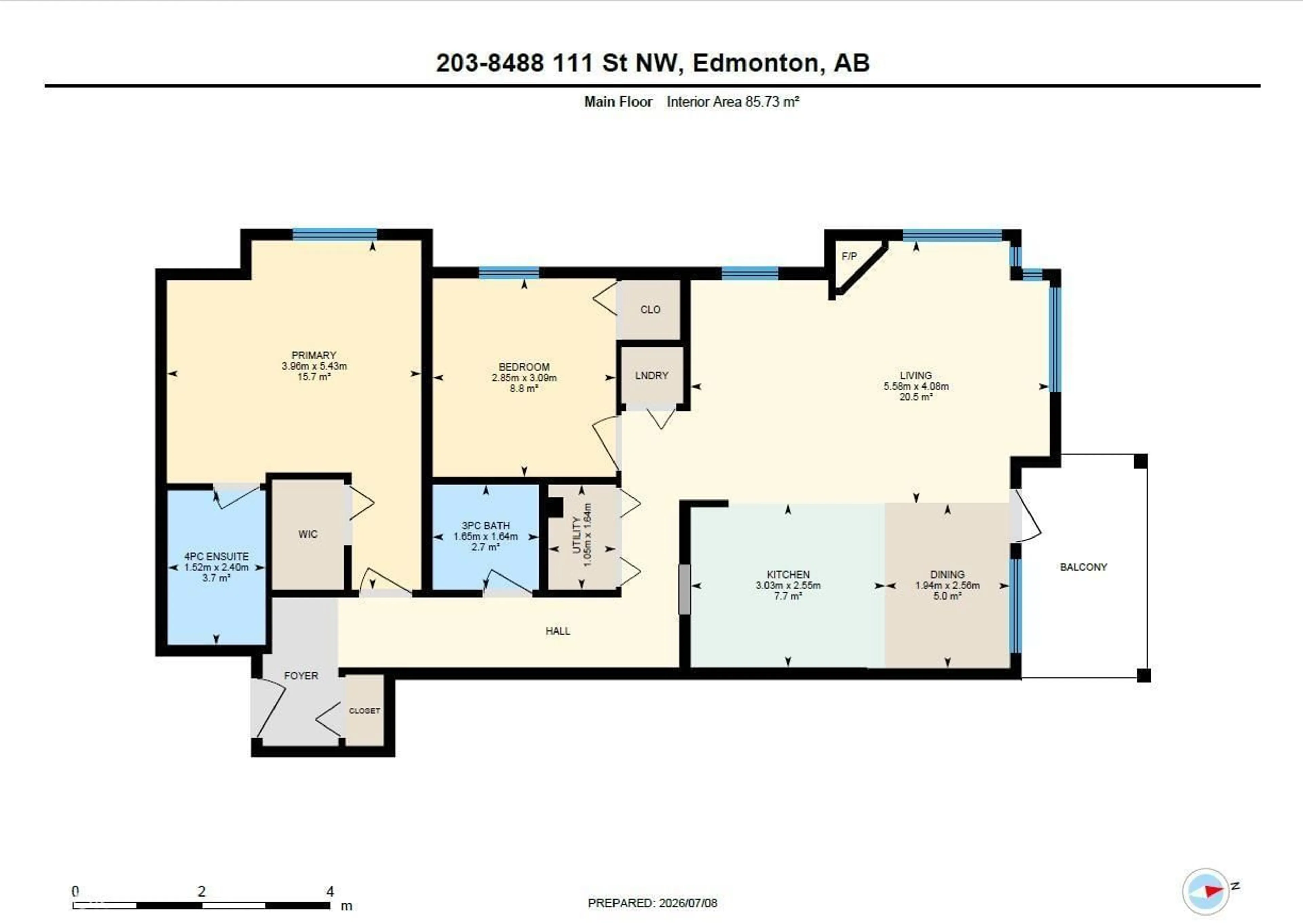 Floor plan for #203 - 8488 111 ST, Edmonton Alberta T6G2V9