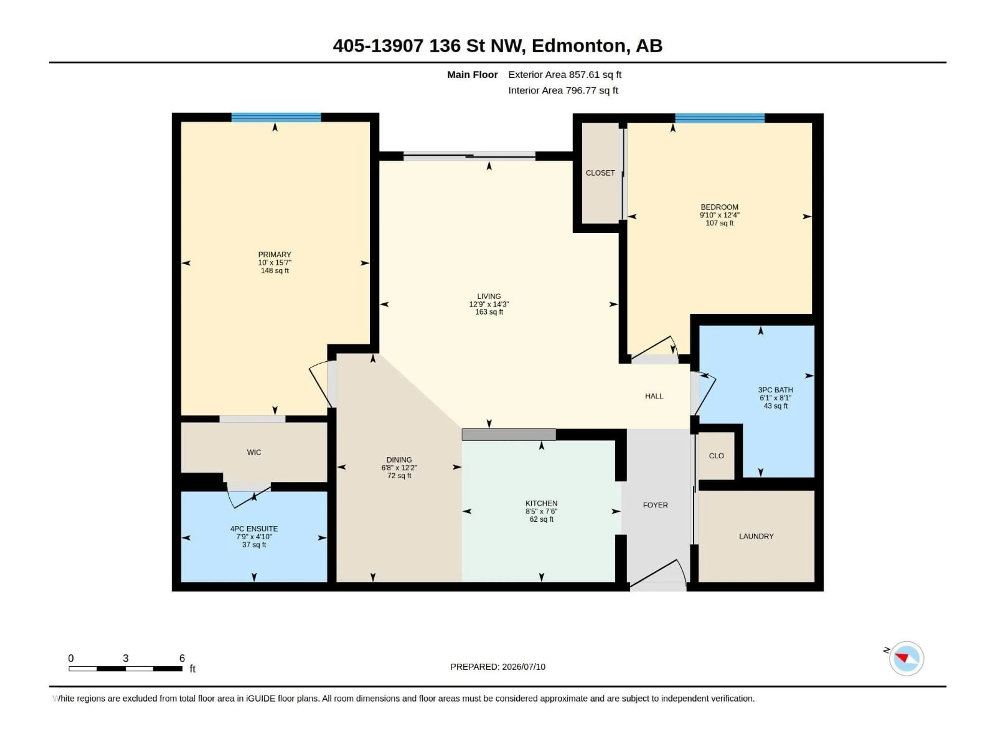 Floor plan for #405 - 13907 136 ST, Edmonton Alberta T6V1Y5