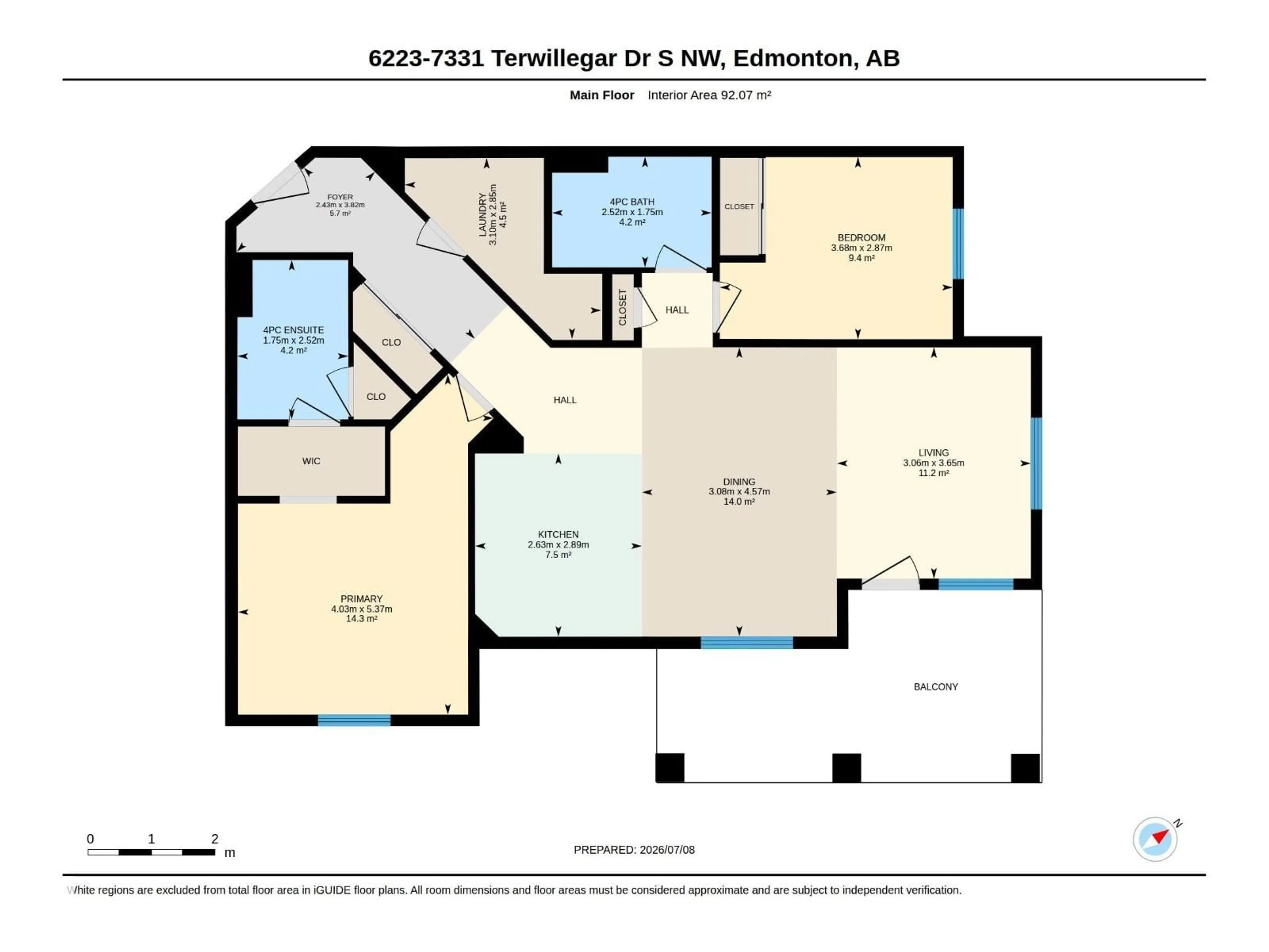 Floor plan for 6223 7331 SOUTH TERWILLEGAR DR, Edmonton Alberta T6R0L9