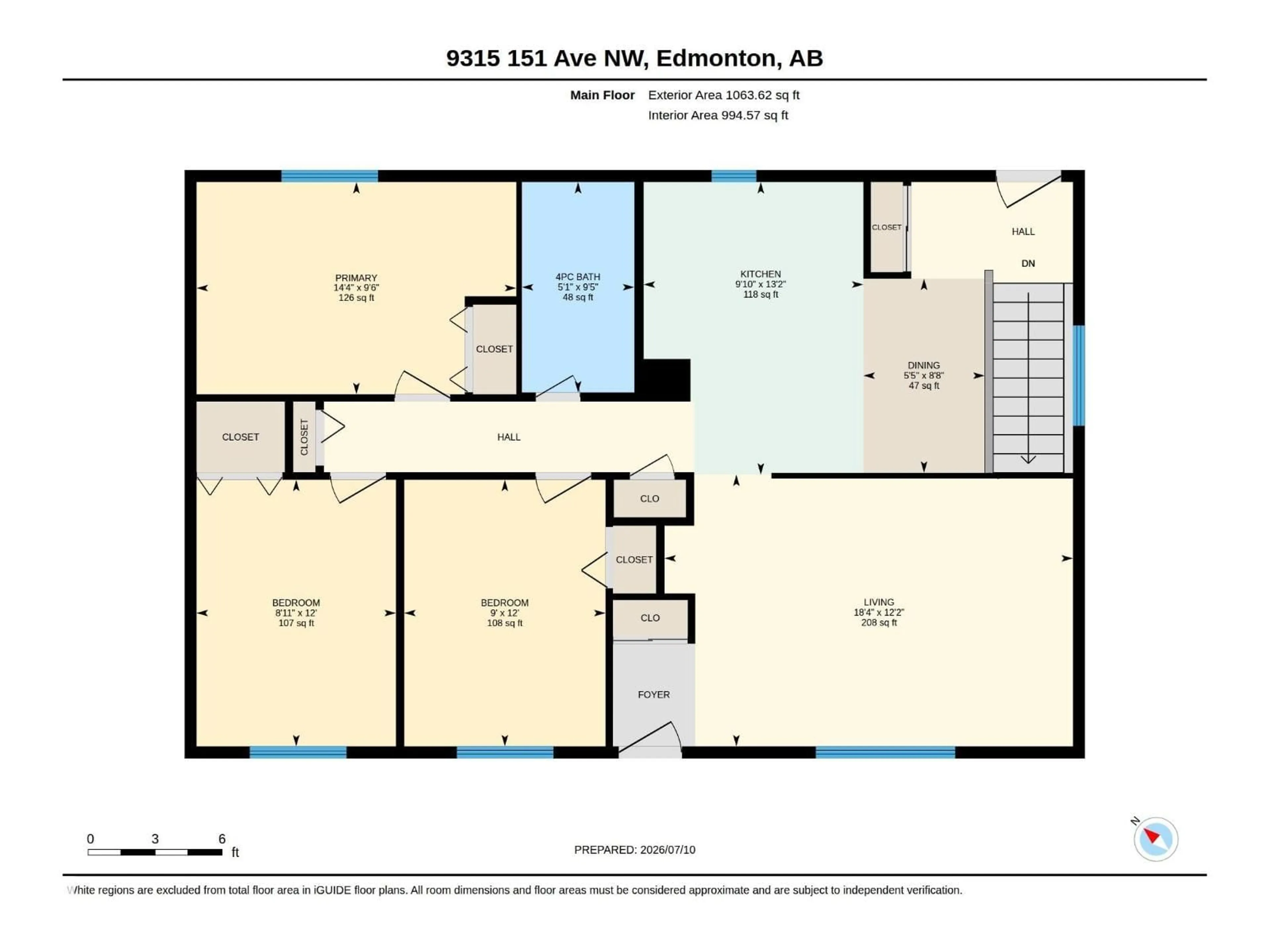 Floor plan for 9315 151 AV, Edmonton Alberta T5E2R1