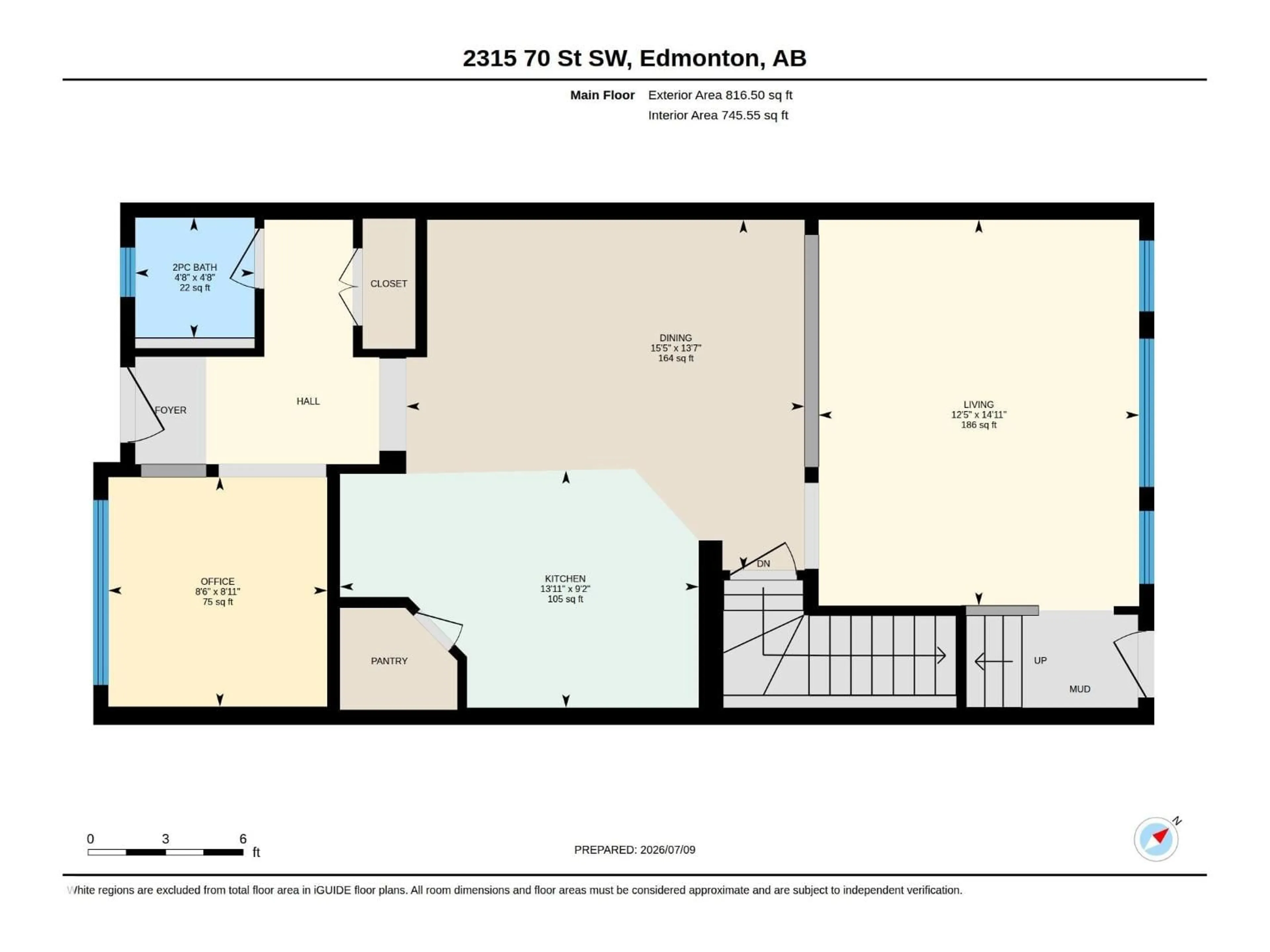 Floor plan for SW - 2315 70 ST, Edmonton Alberta T6X1Z2