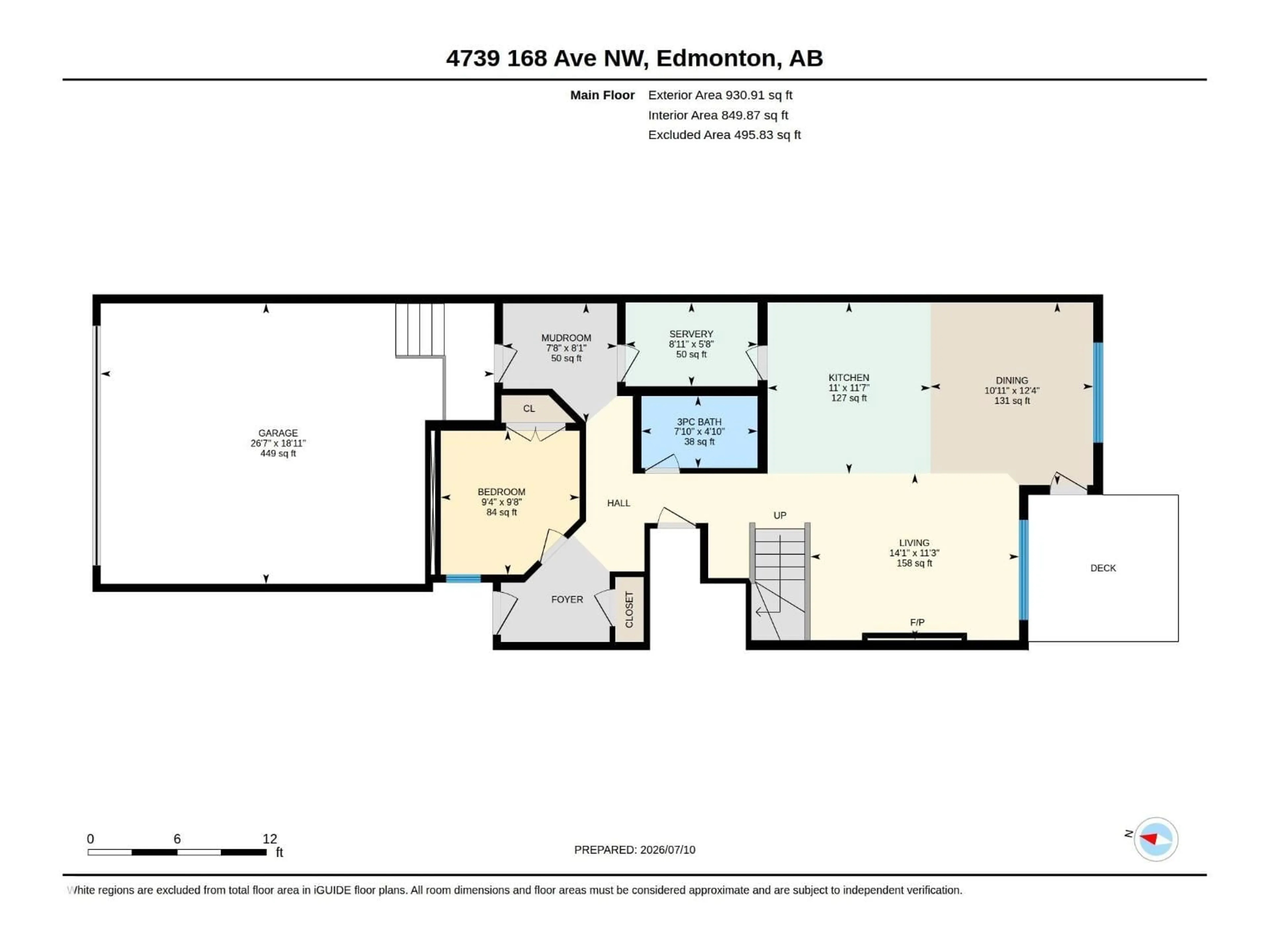 Floor plan for 4739 168 AV, Edmonton Alberta T5Y0W3
