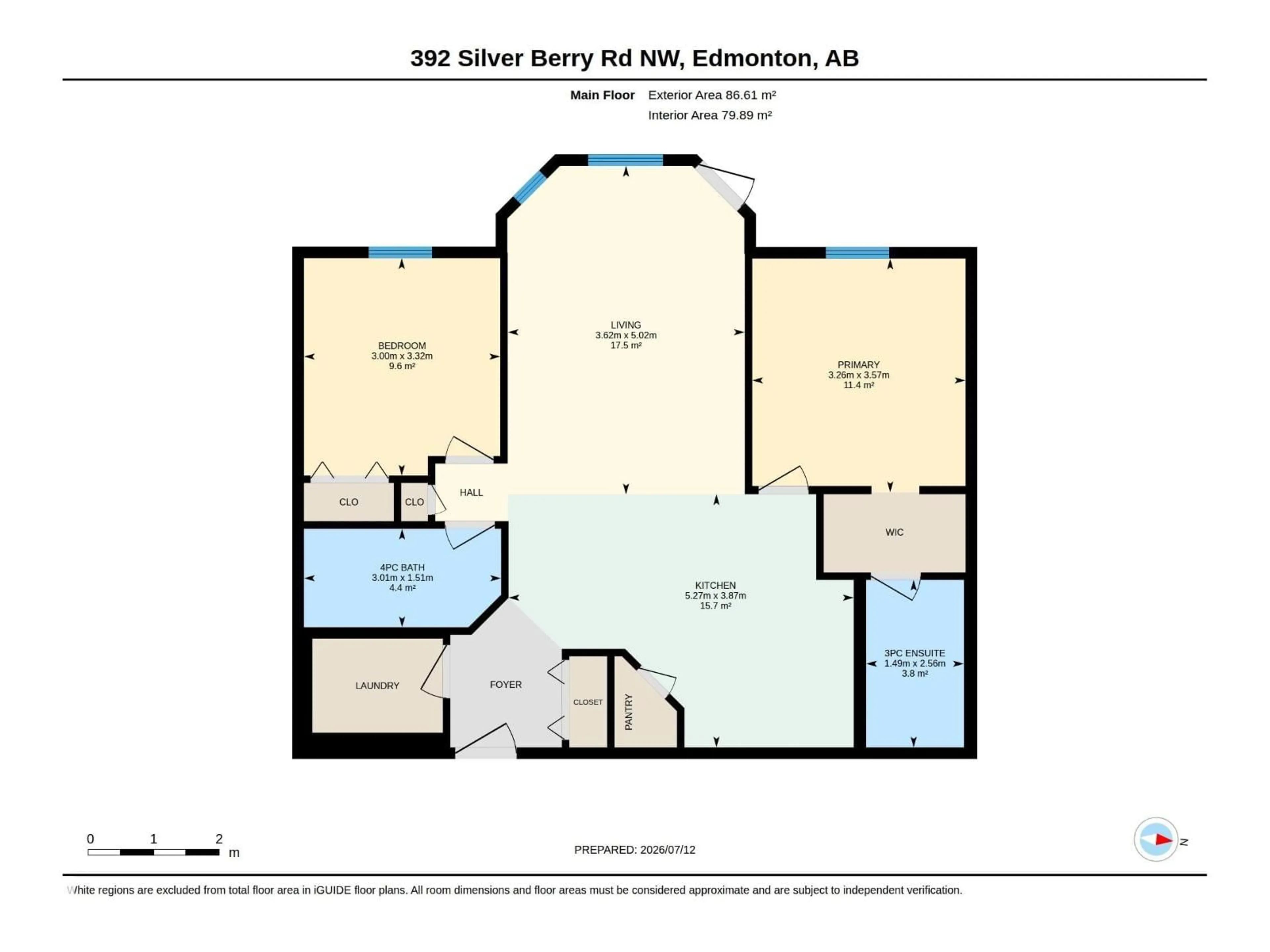 Floor plan for 392 - 320 SILVER BERRY RD, Edmonton Alberta T6T0H1