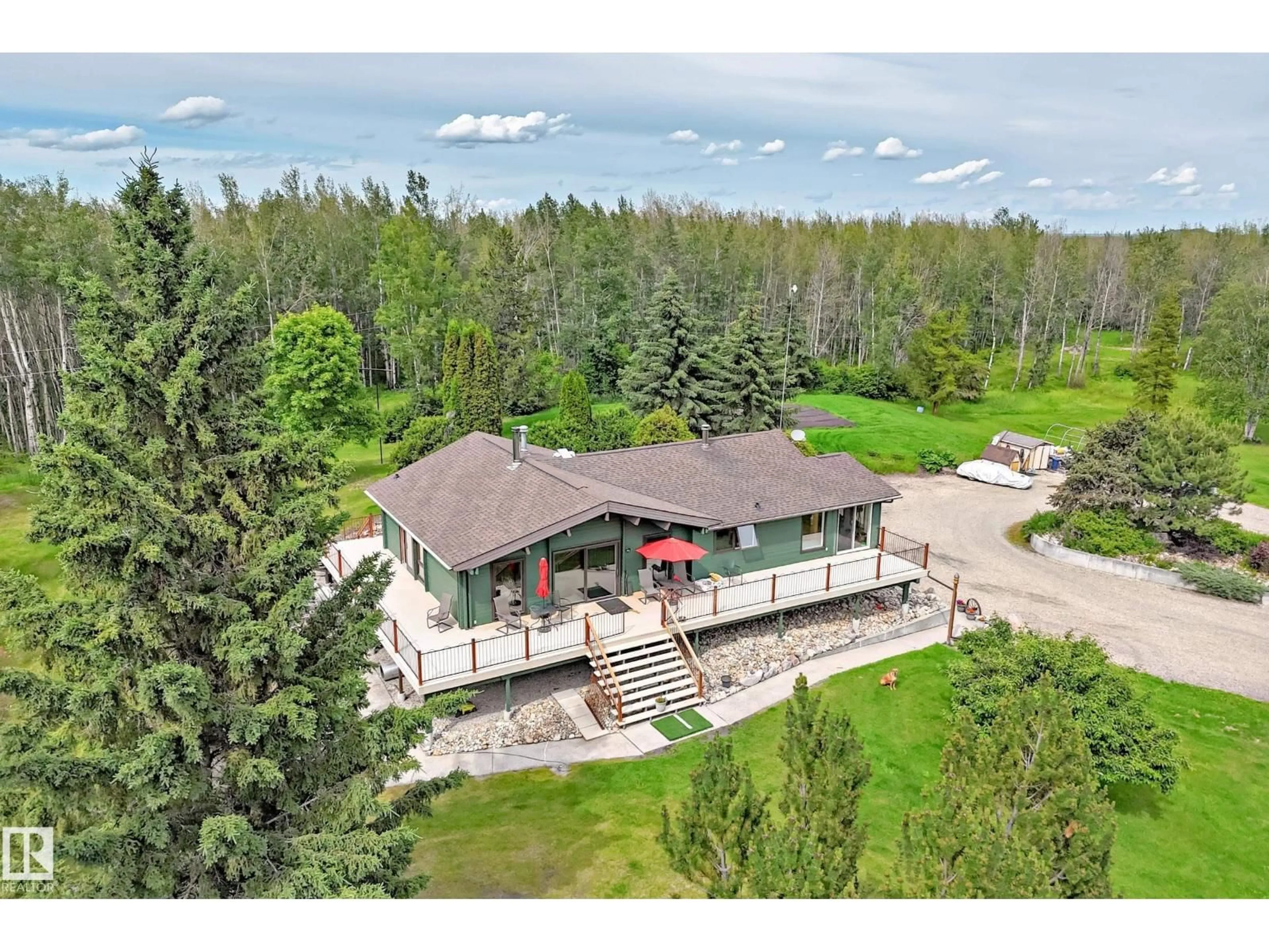 A pic from outside/outdoor area/front of a property/back of a property/a pic from drone, water/lake/river/ocean view for 52110 & 52112 HGHWAY 759, Rural Parkland County Alberta T0E2H0