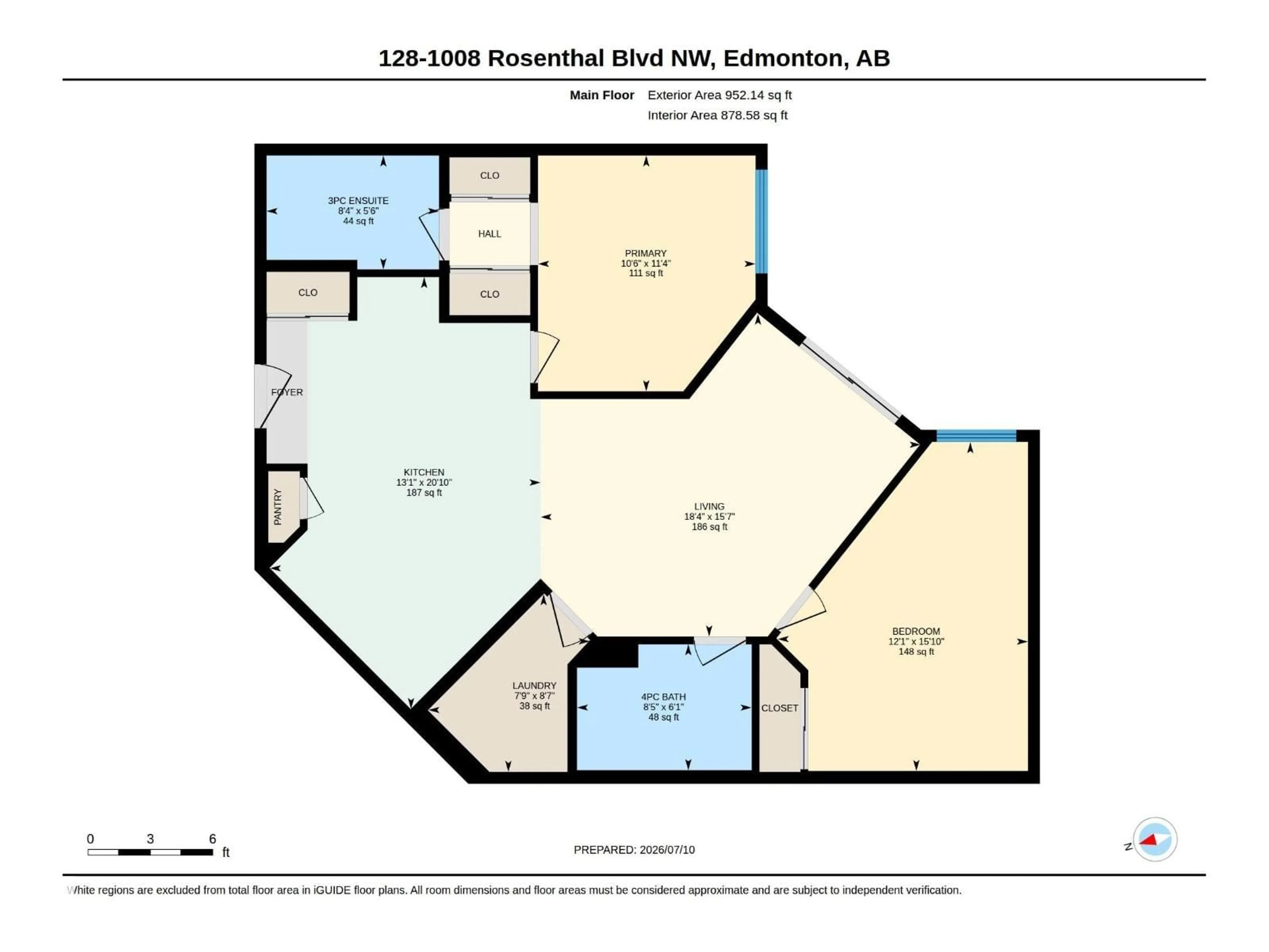 Floor plan for #128 - 1008 ROSENTHAL BV, Edmonton Alberta T5T7J4