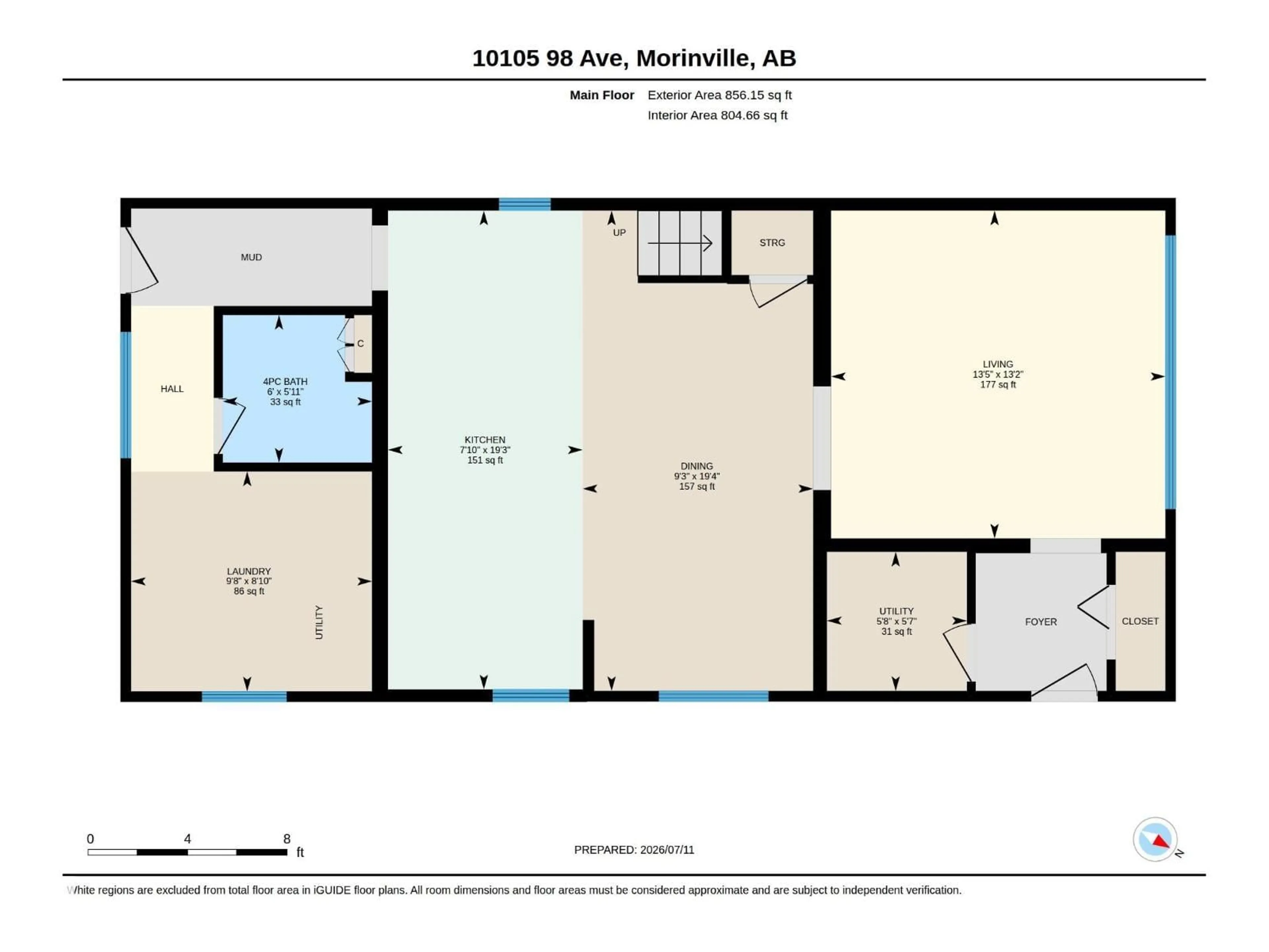 Floor plan for 10105 98 AV, Morinville Alberta T8R1G3