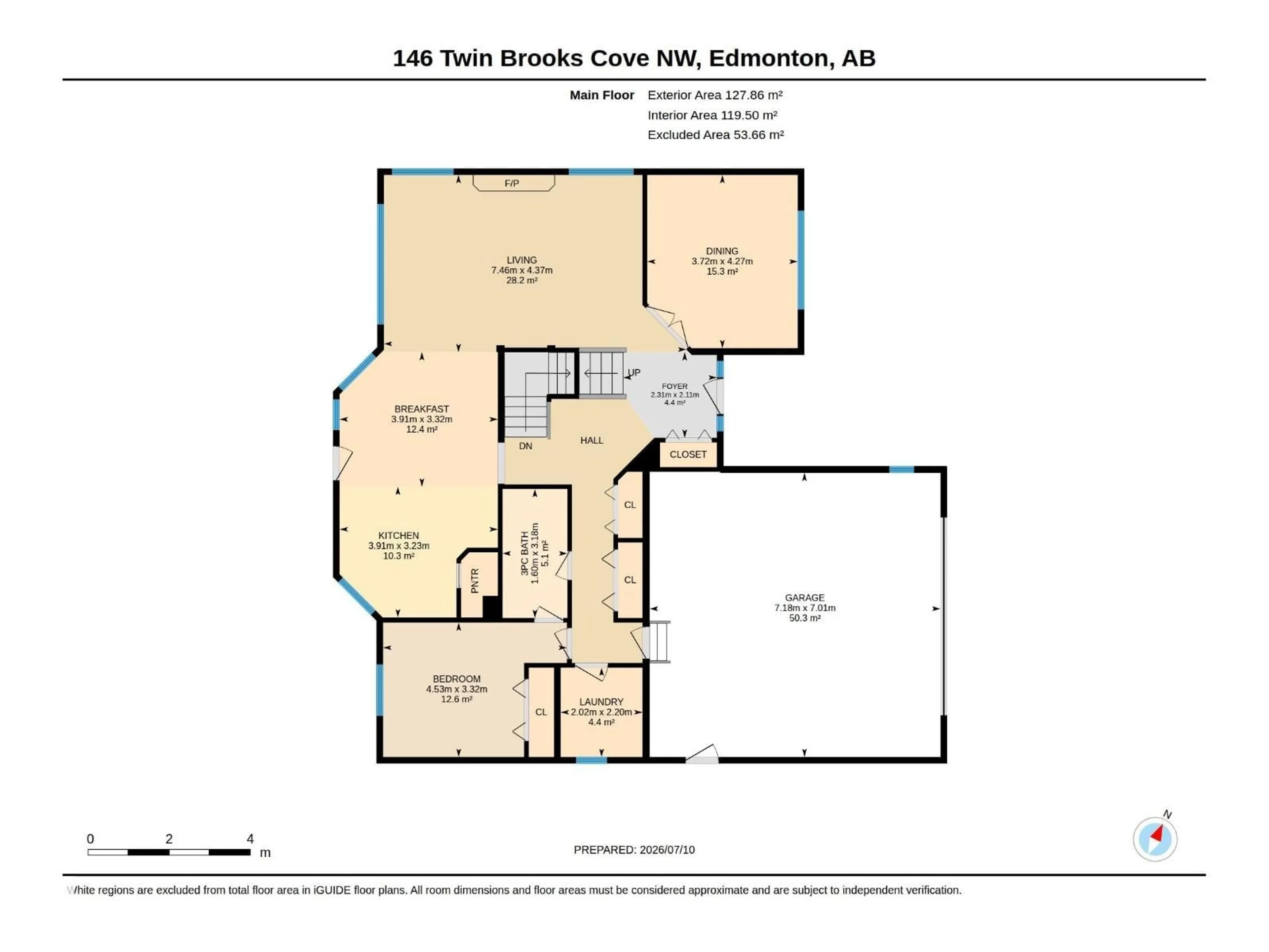 Floor plan for 146 TWIN BROOKS CV, Edmonton Alberta T6J6Y2