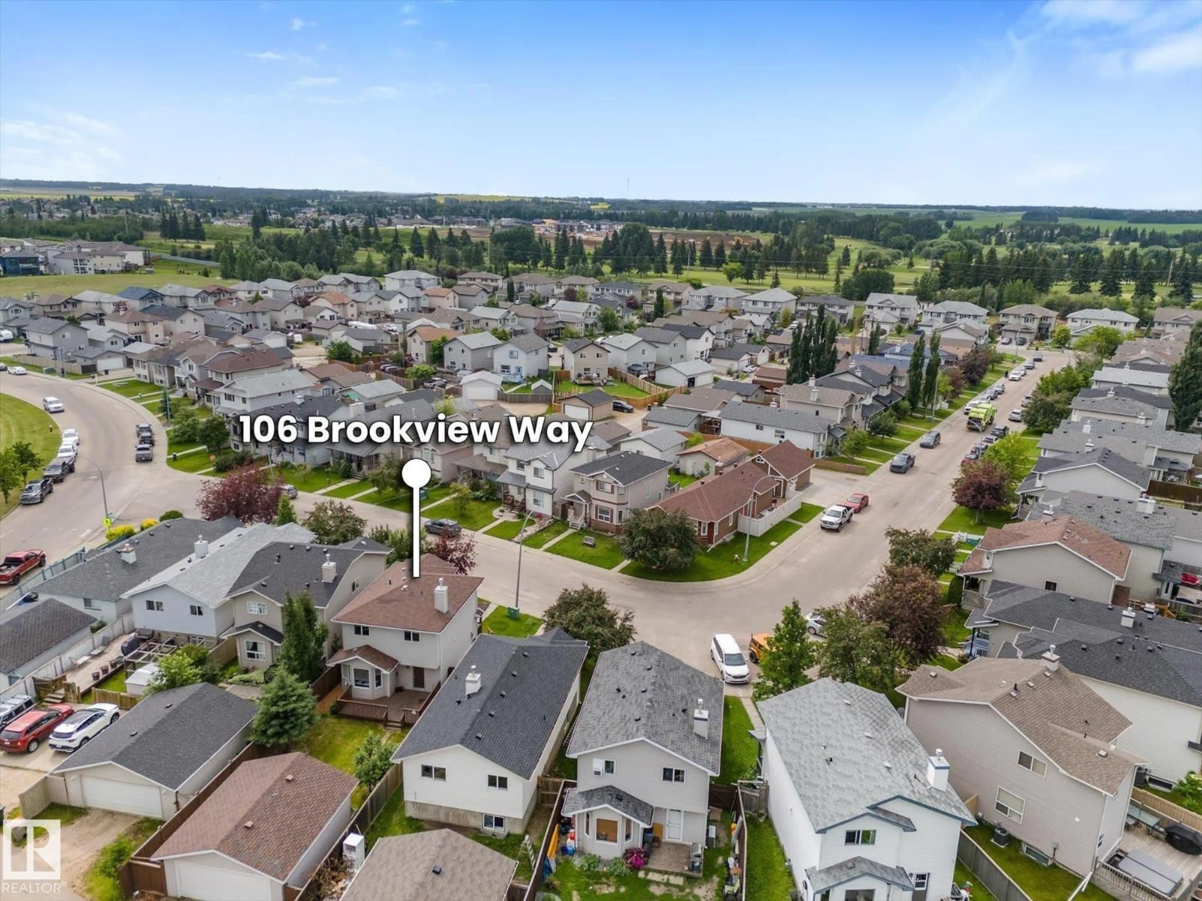 A pic from outside/outdoor area/front of a property/back of a property/a pic from drone, unknown for 106 BROOKVIEW WY, Stony Plain Alberta T7Z2X6