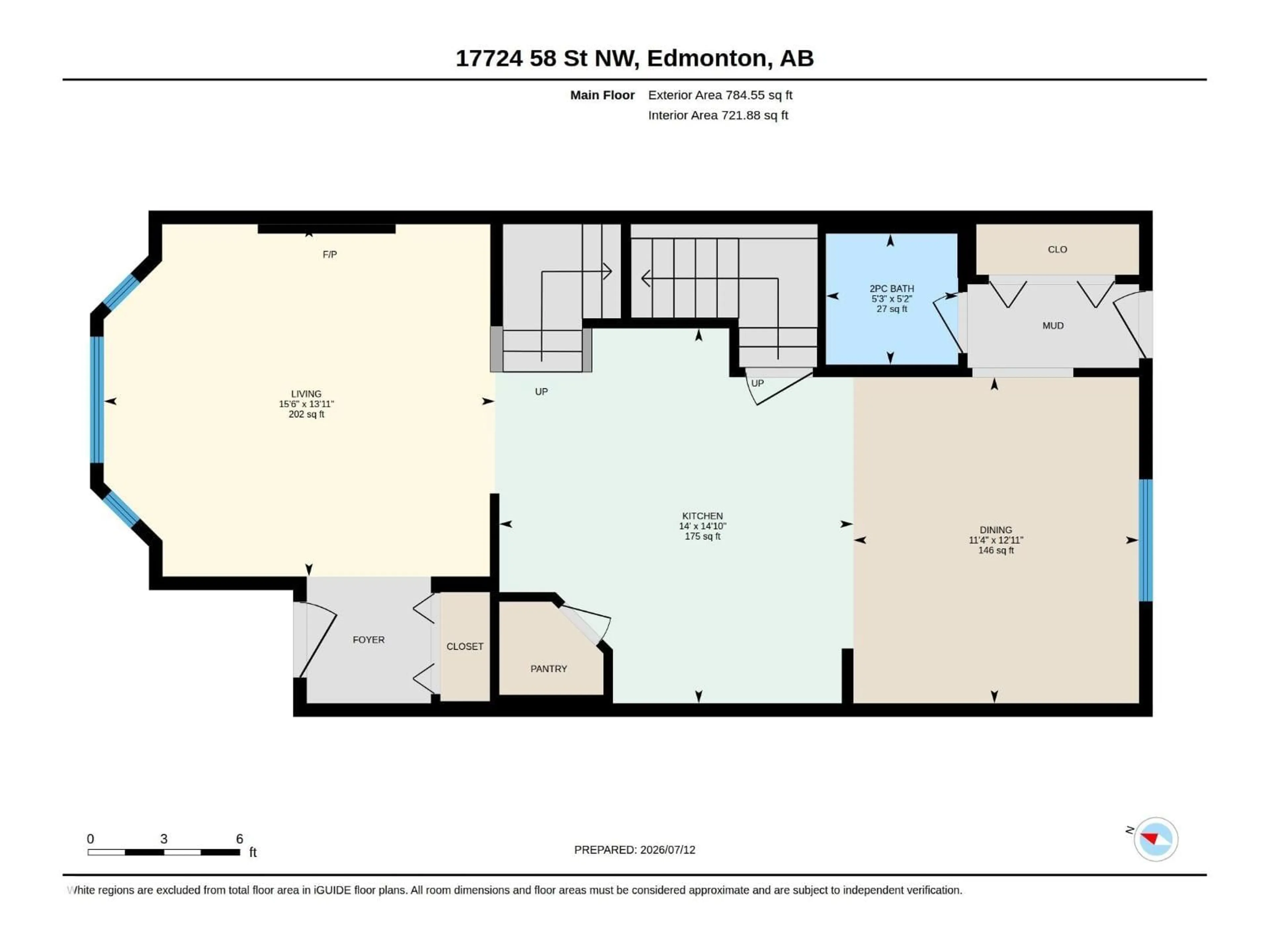 Floor plan for NW - 17724 58 ST, Edmonton Alberta T5Y3W8