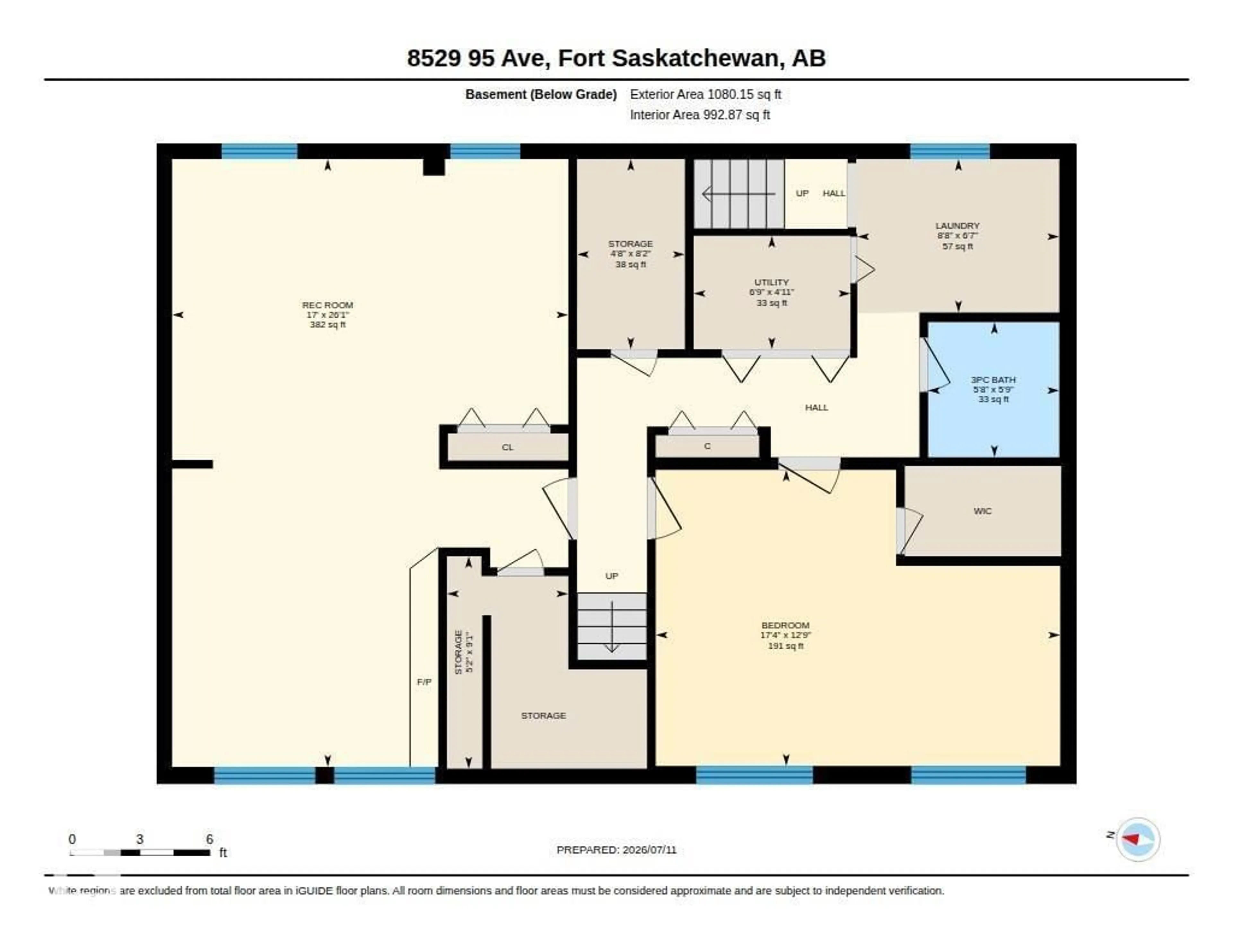 Floor plan for 8529 95 AV, Fort Saskatchewan Alberta T8L2R8