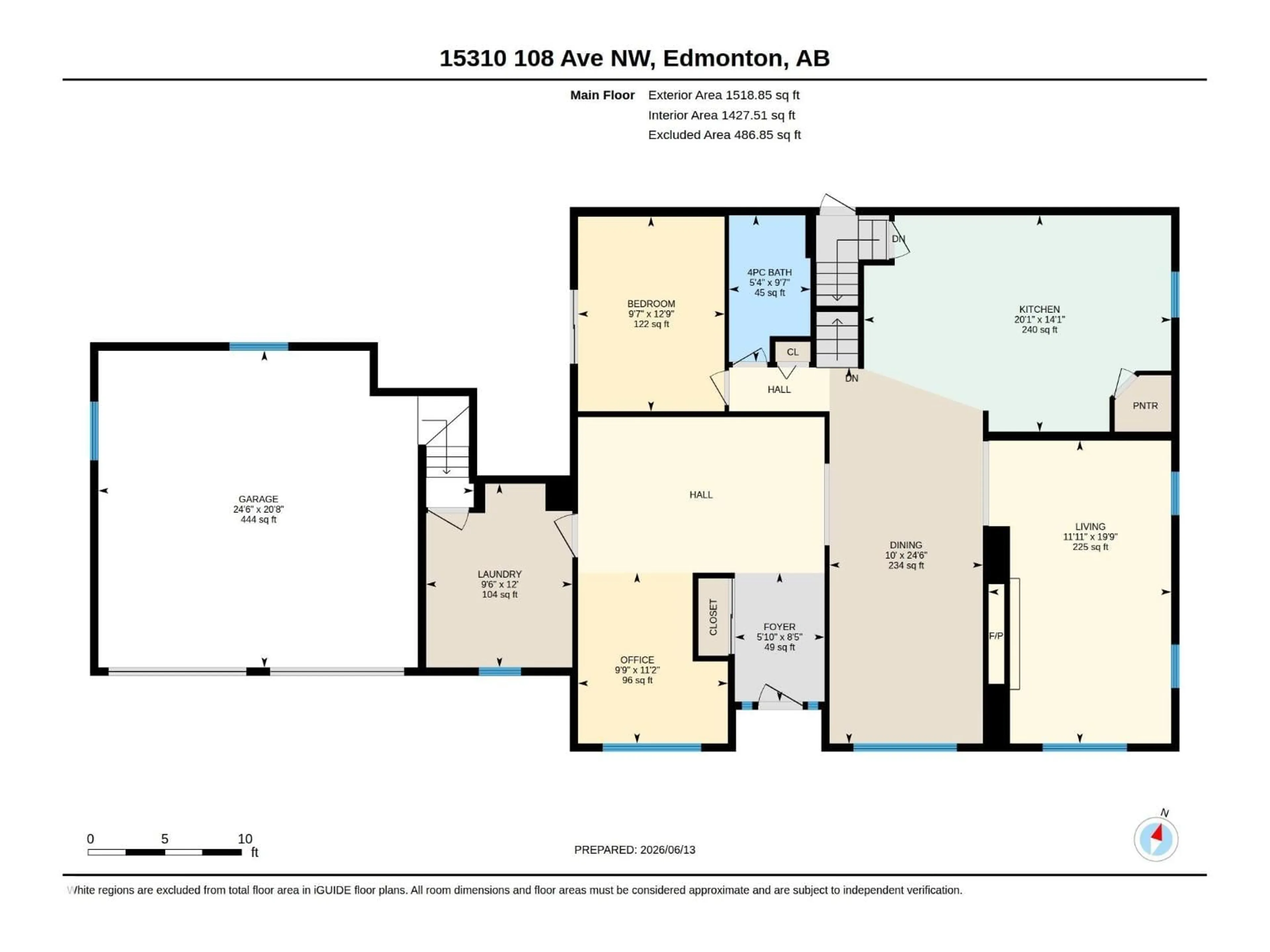 Floor plan for 15310 108 AV, Edmonton Alberta T5P1A2