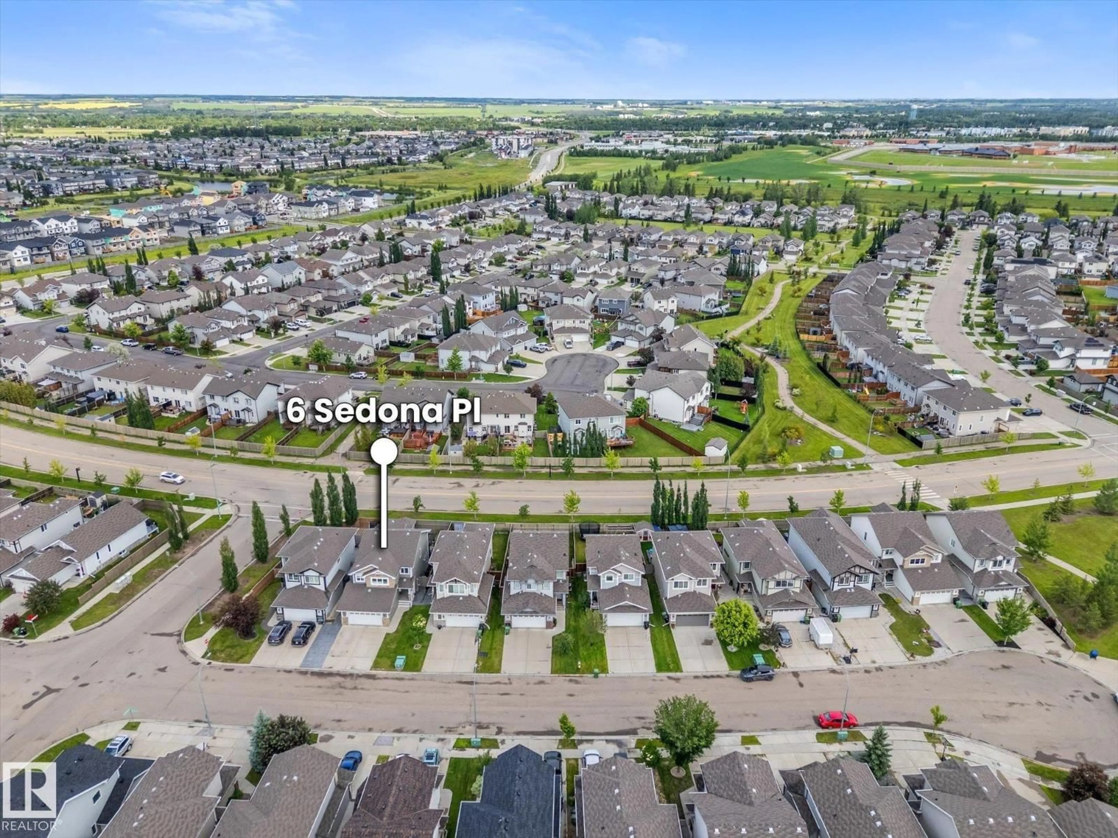 A pic from outside/outdoor area/front of a property/back of a property/a pic from drone, street for 6 SEDONA PL, Fort Saskatchewan Alberta T8L0N7