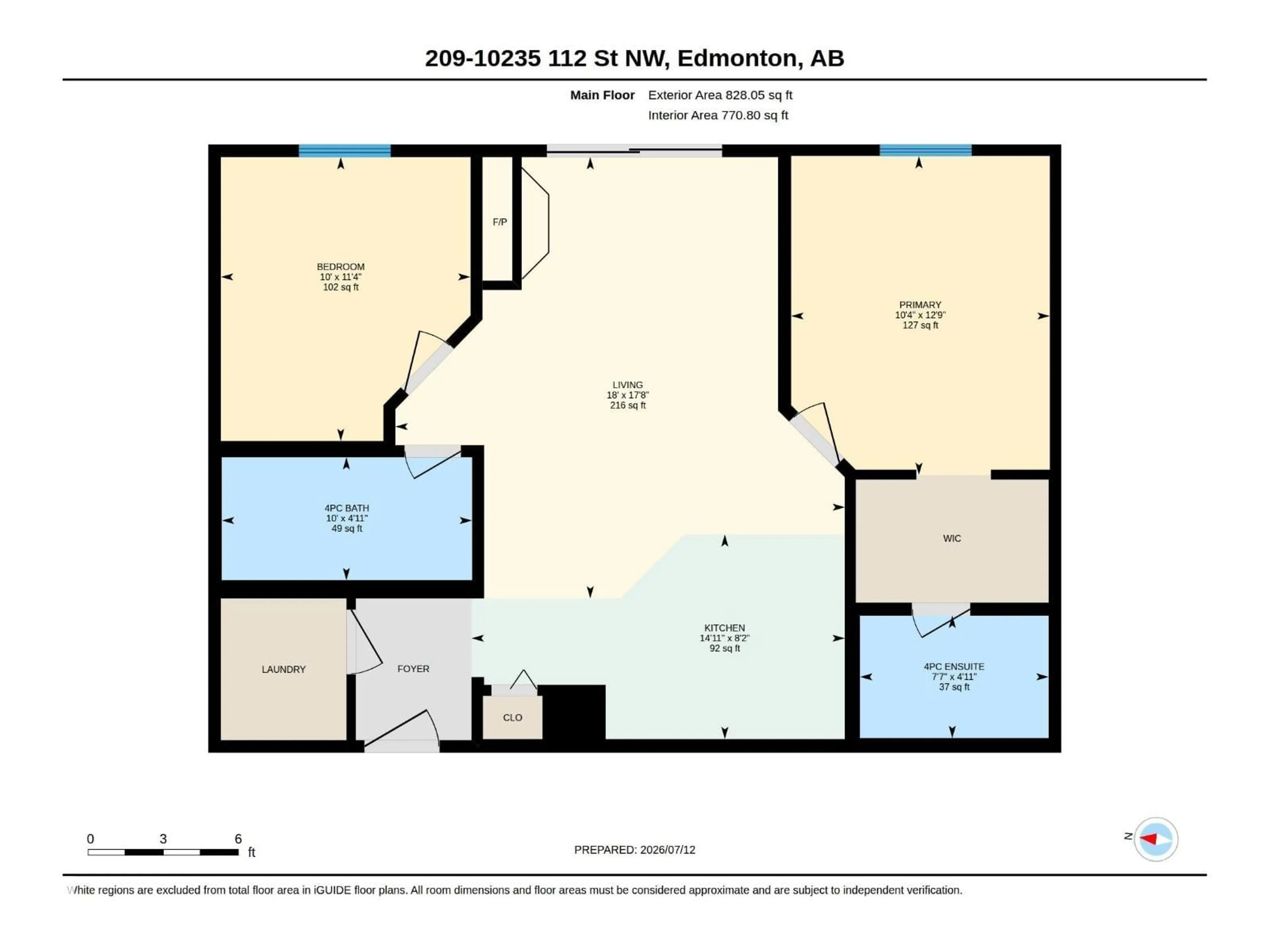 Floor plan for 209 - 10235 112 ST NW, Edmonton Alberta T5K1M7