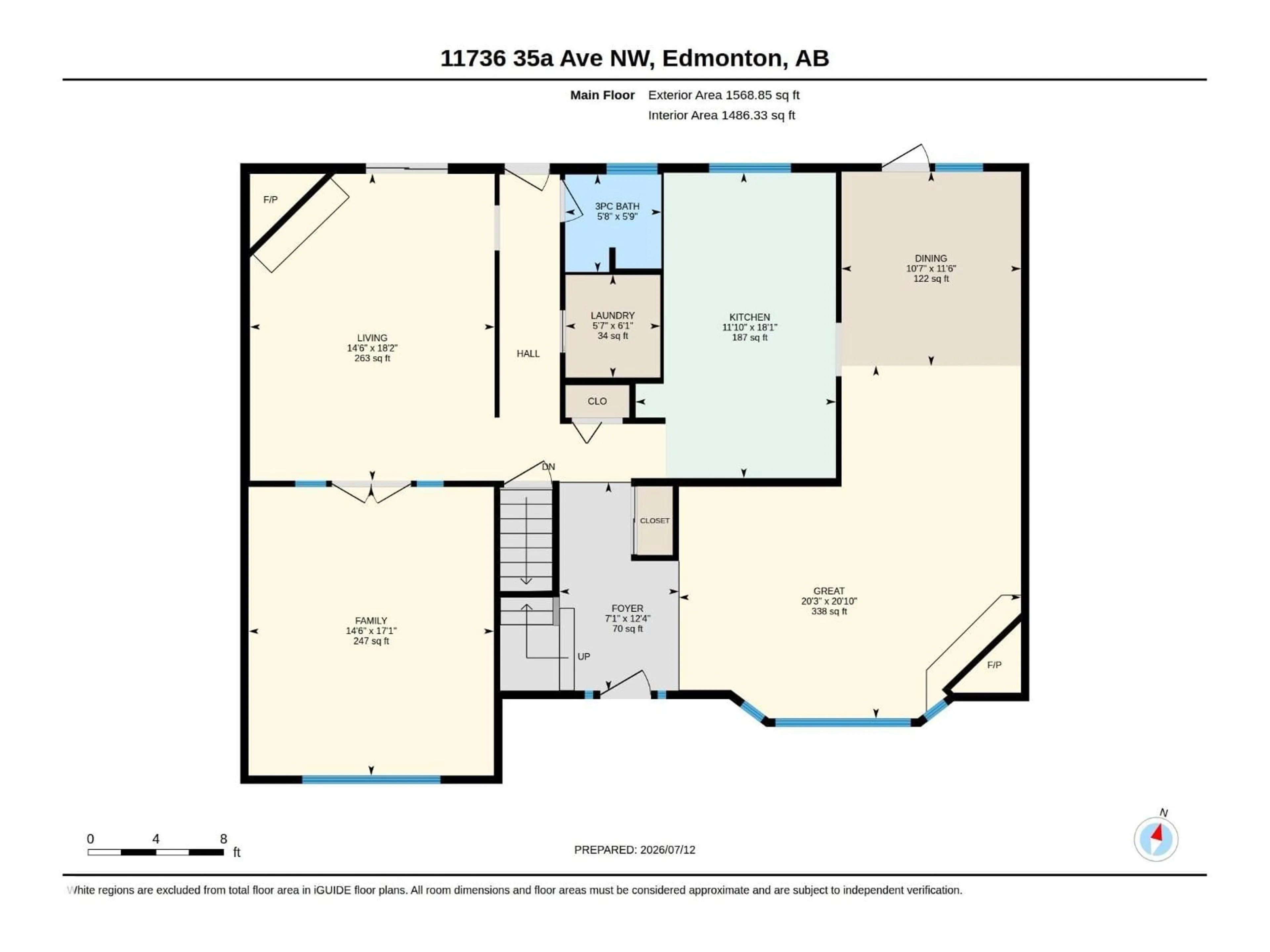 Floor plan for 11736 35A AV, Edmonton Alberta T6J0B5