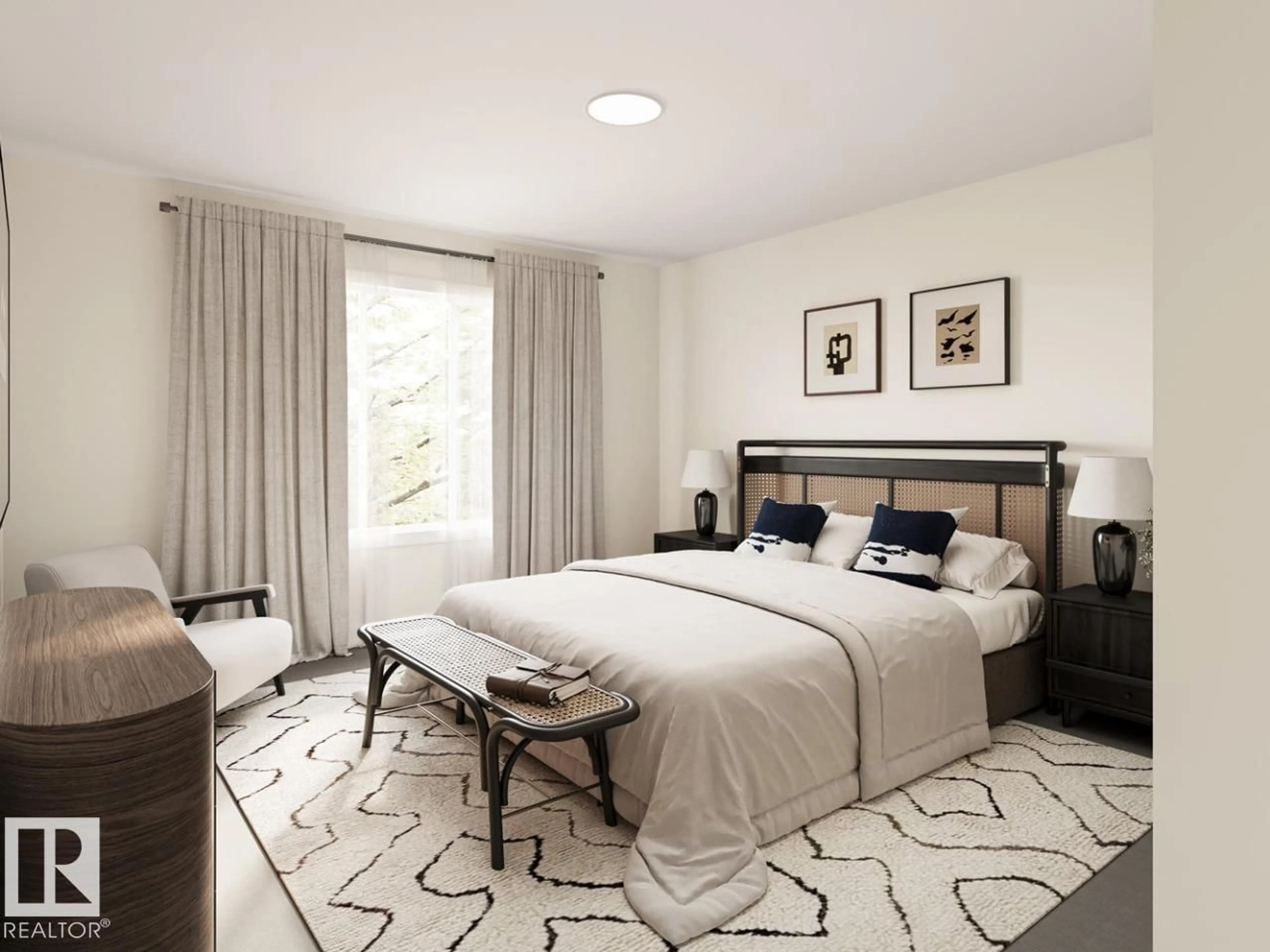 Bedroom with bed, carpet floor for 6315 30 AV, Edmonton Alberta T6X3M9