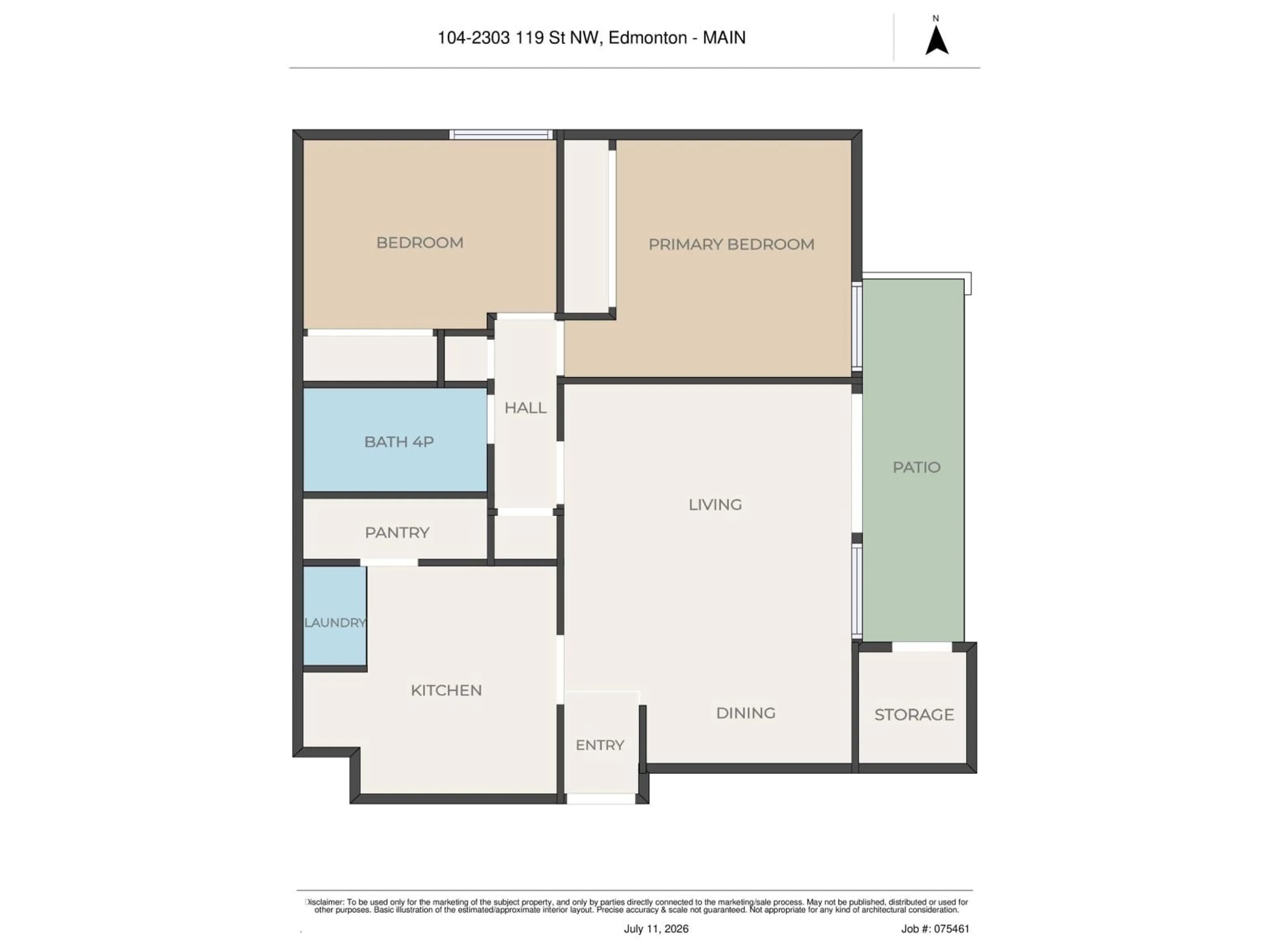 Floor plan for #104 - 2303 119 ST, Edmonton Alberta T6J4E2