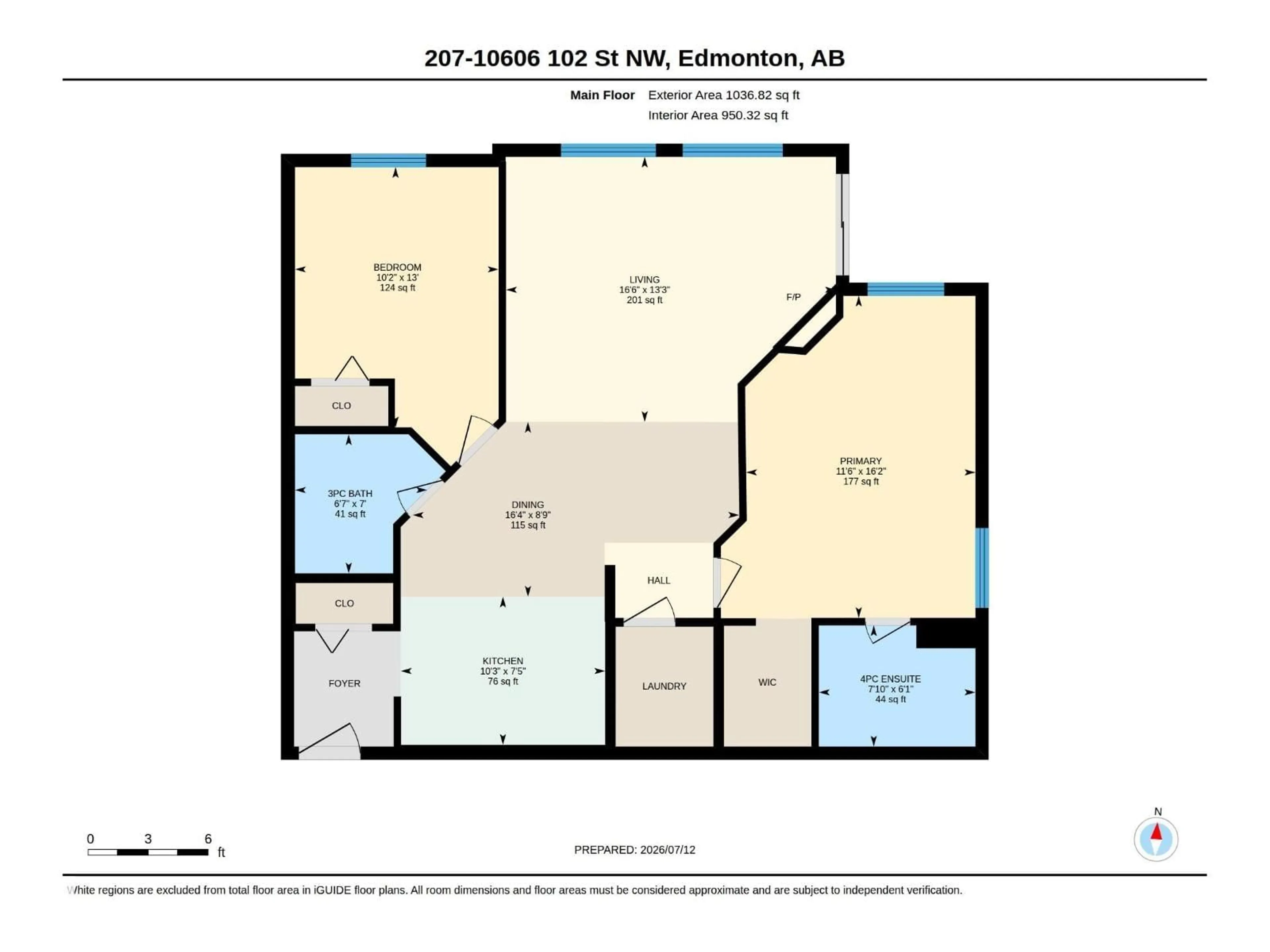Floor plan for 207 - 10606 102 AV NW, Edmonton Alberta T5J5E9