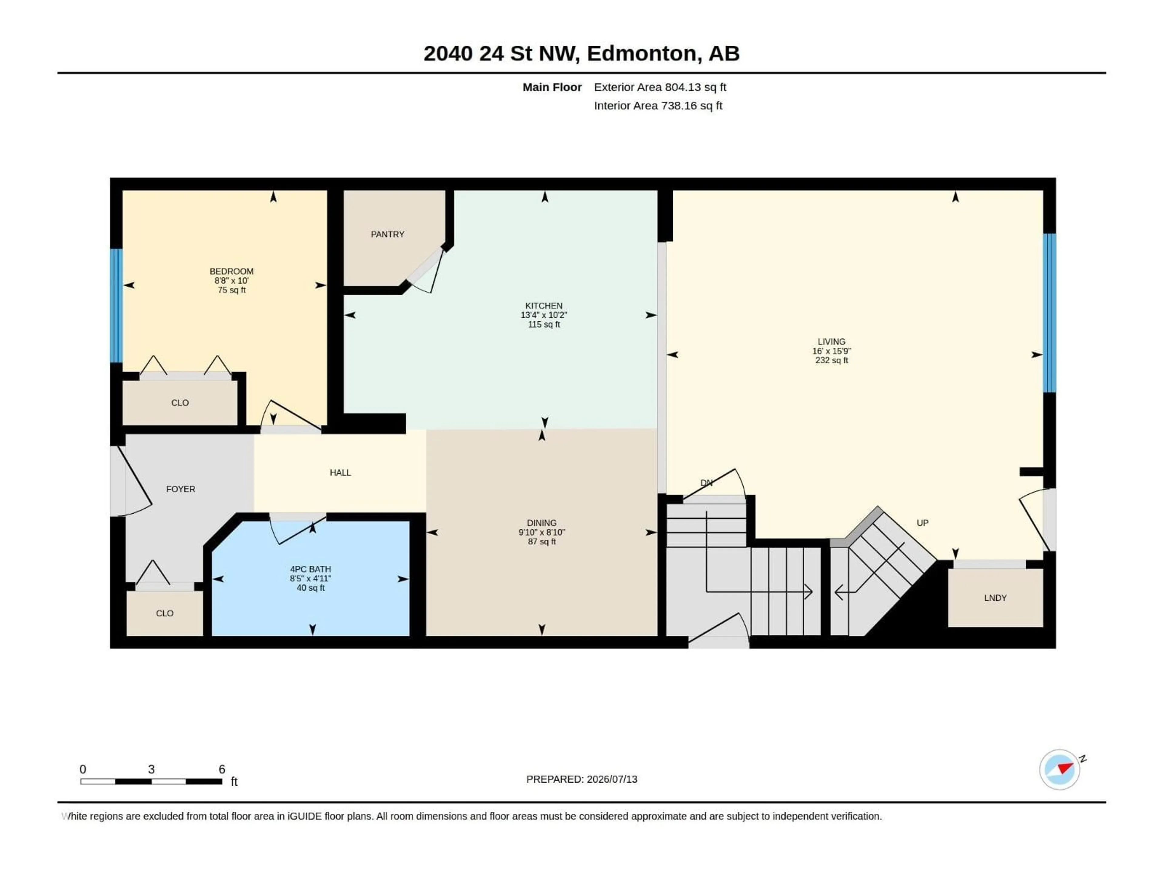 Floor plan for 2040 24 ST, Edmonton Alberta T6T0Y8
