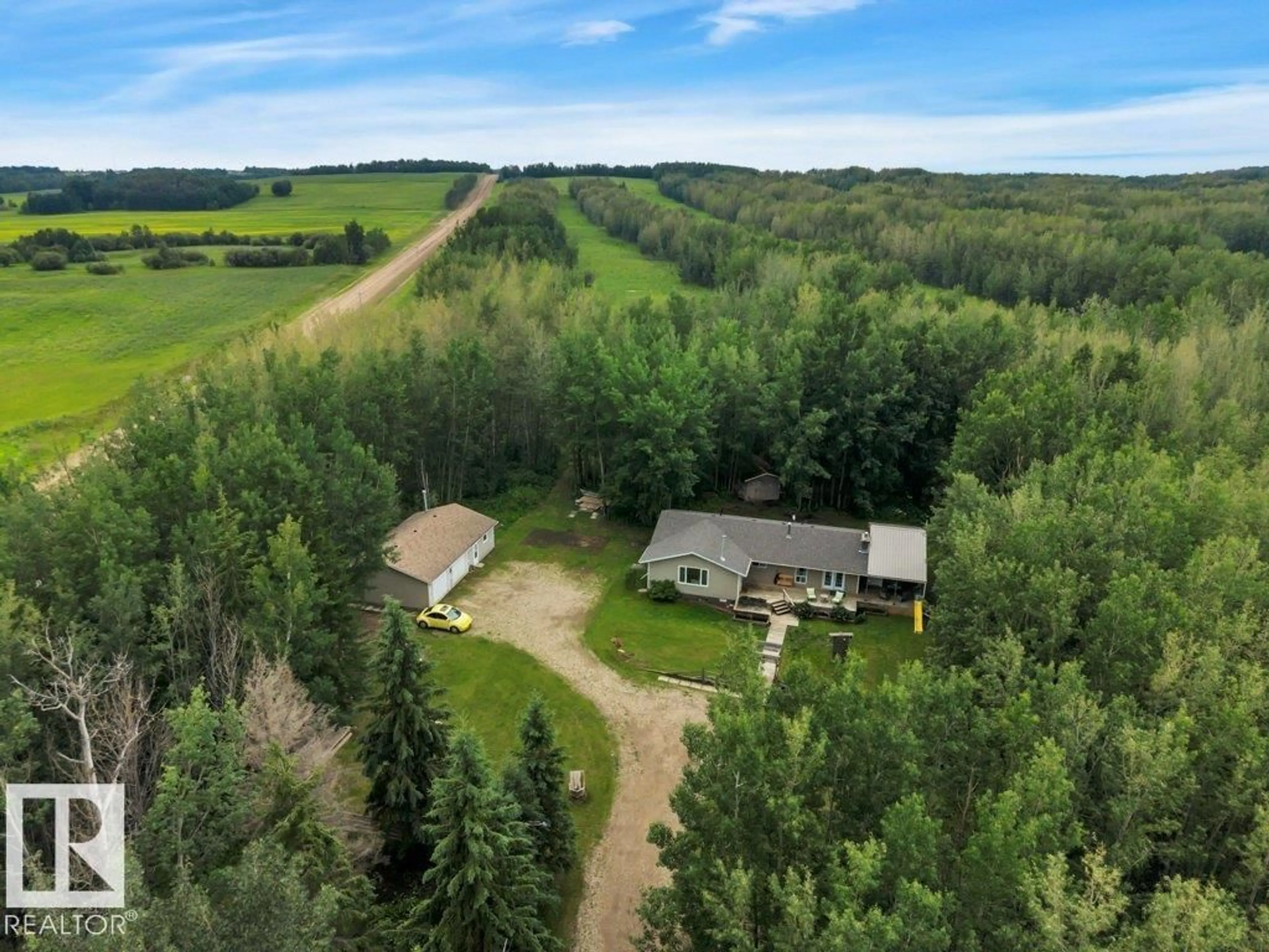 A pic from outside/outdoor area/front of a property/back of a property/a pic from drone, forest/trees view for 461008 - 1 RGE ROAD 10, Rural Wetaskiwin County Alberta T0C2V0