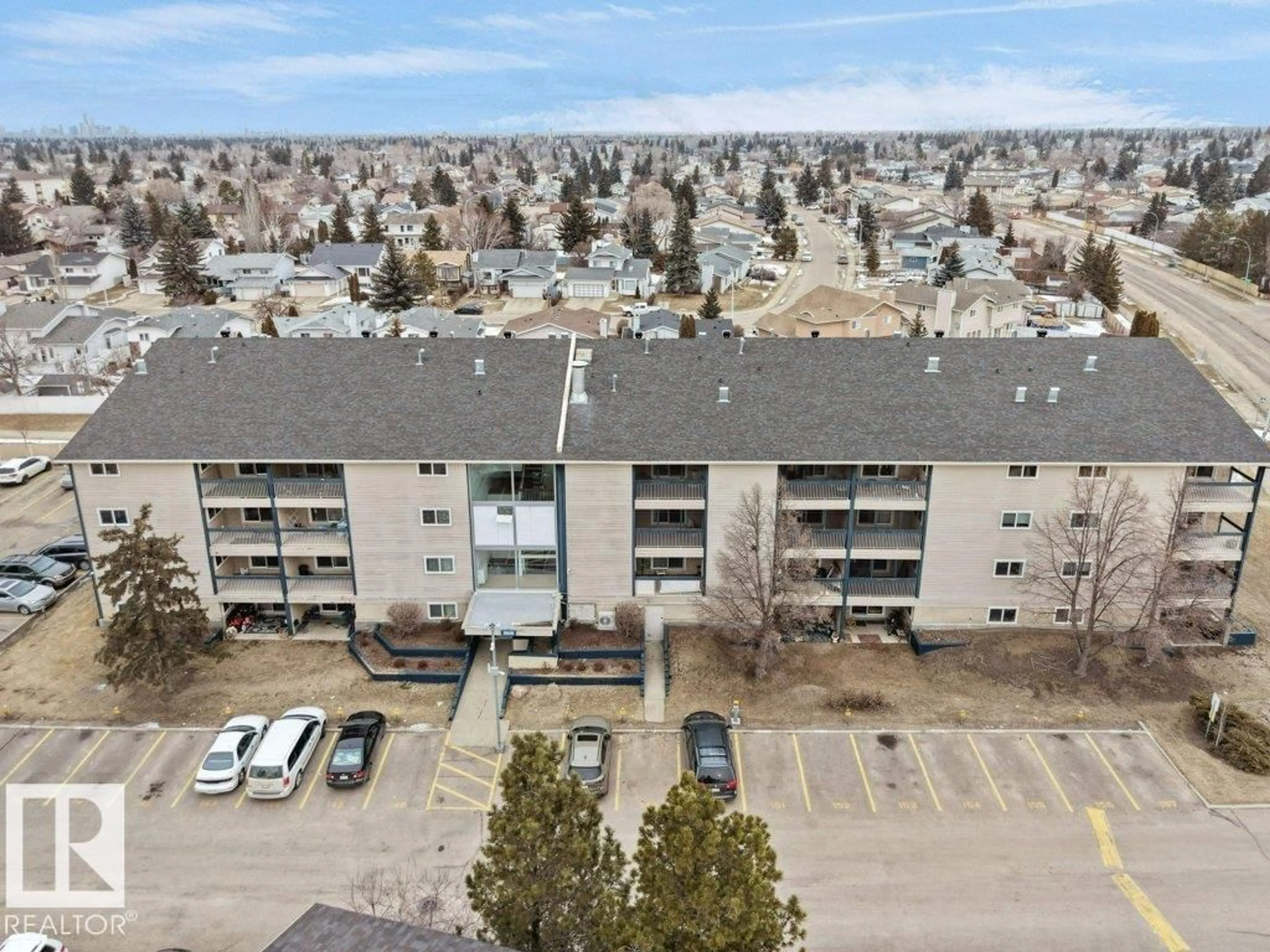 A pic from outside/outdoor area/front of a property/back of a property/a pic from drone, city buildings view from balcony for #311 - 2628 MILL WOODS RD E, Edmonton Alberta T6L5K8