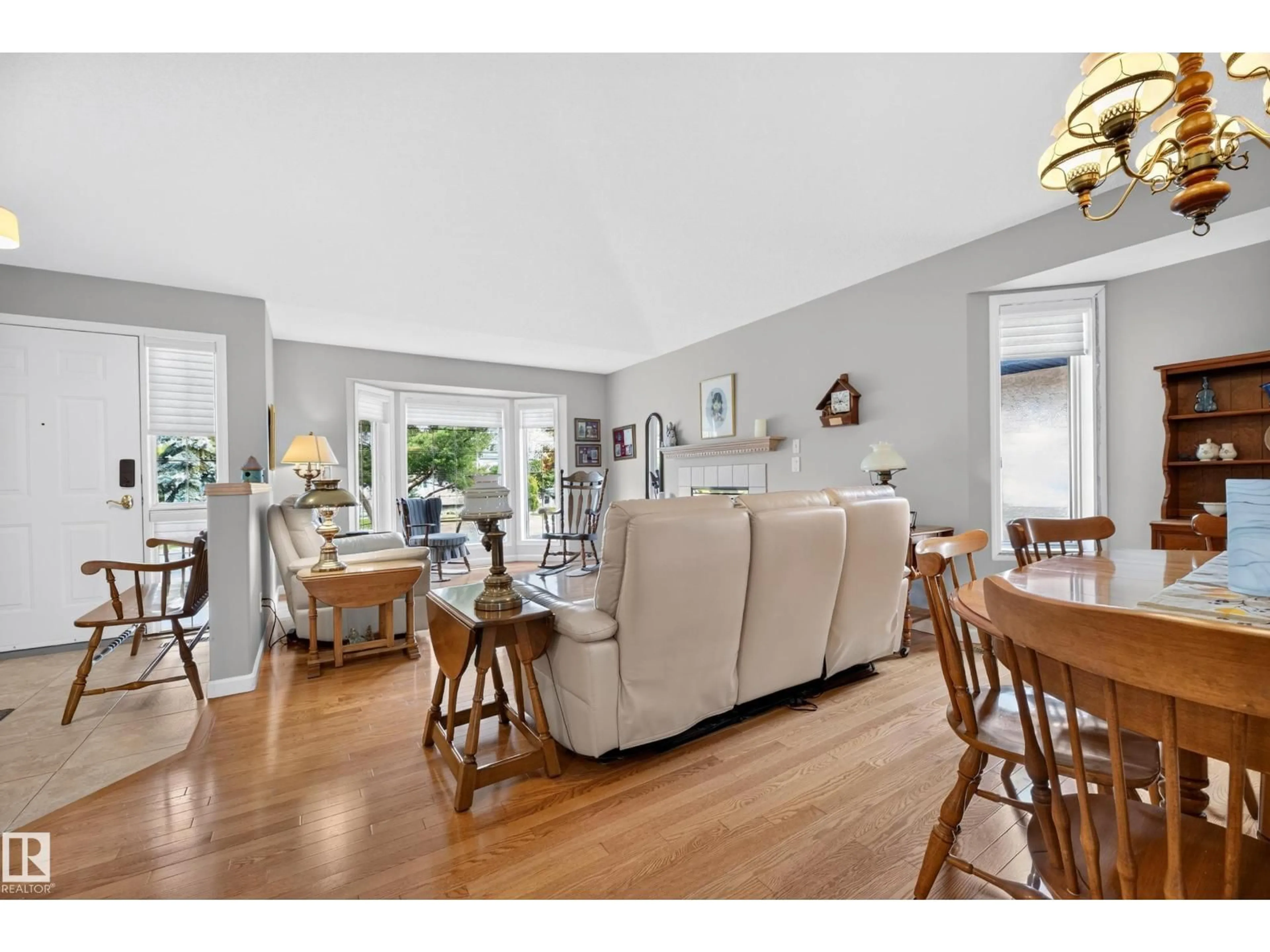 Living room with furniture, wood/laminate floor for 29 ESTATES CT, Sherwood Park Alberta T8B1M9