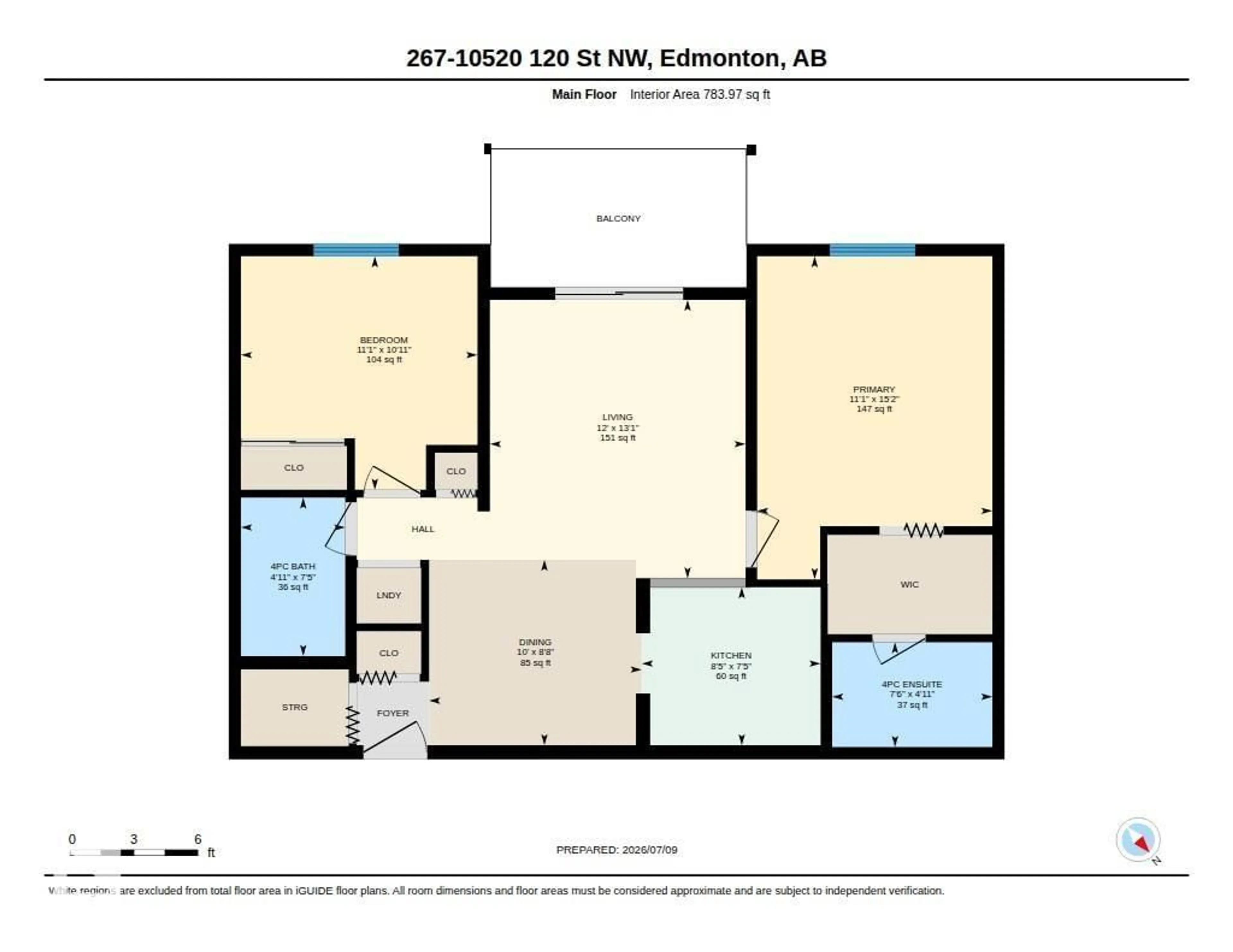 Floor plan for 267 - 10520 120 ST, Edmonton Alberta T5L4L9