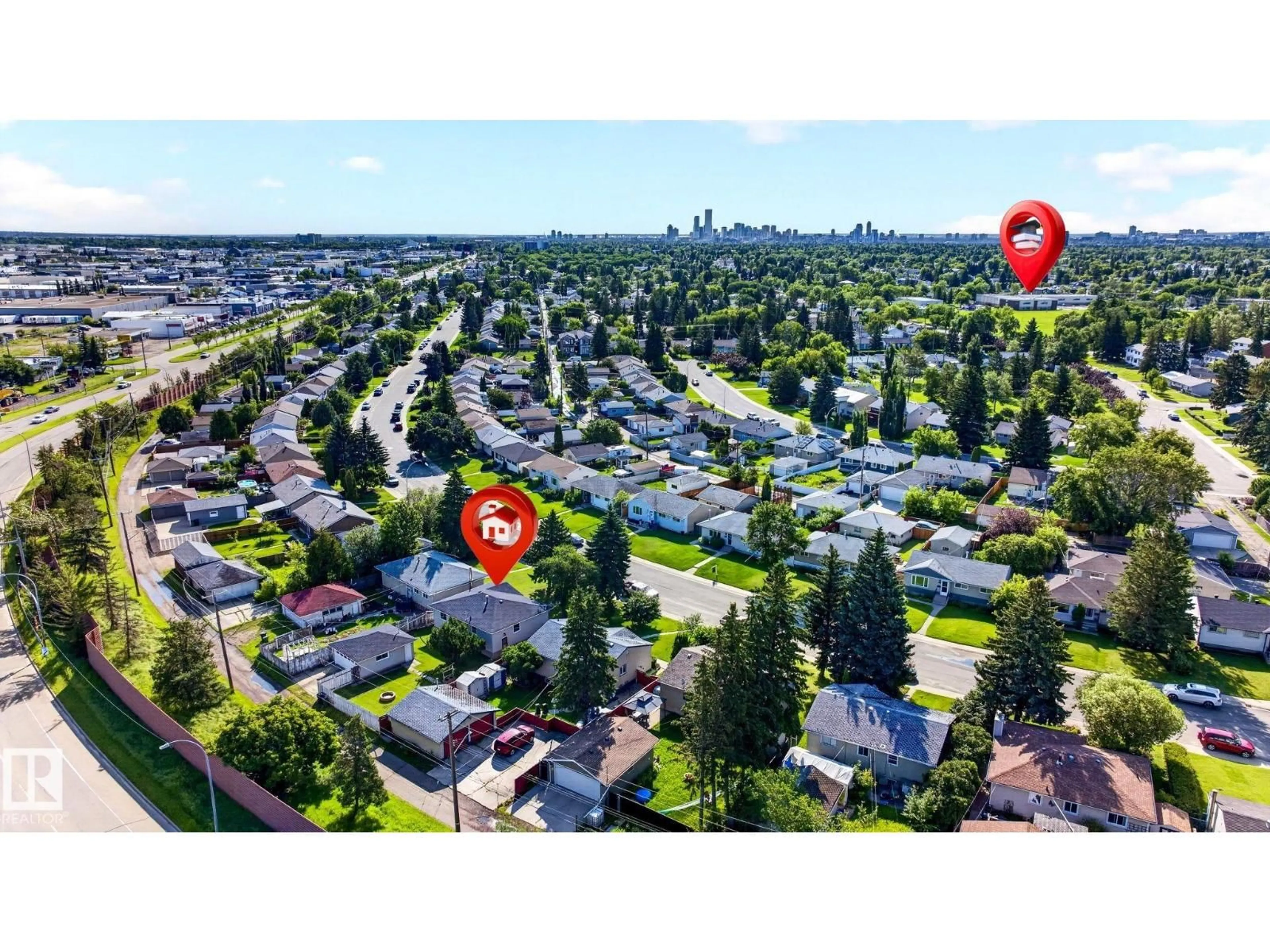 A pic from outside/outdoor area/front of a property/back of a property/a pic from drone, street for 16152 110B AV NW, Edmonton Alberta T5P4E6