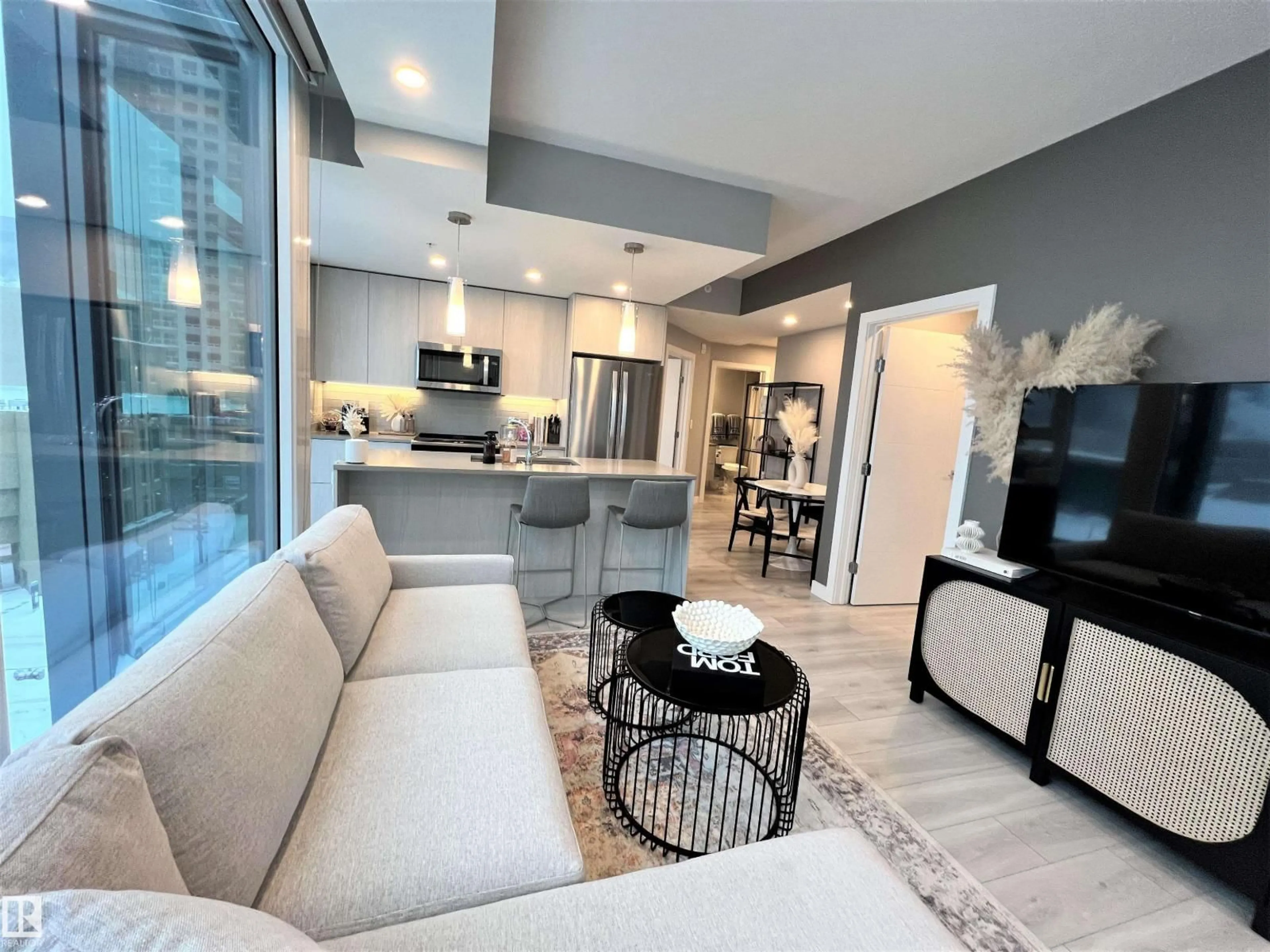 Living room with furniture, unknown for #702 - 10180 103 ST NW, Edmonton Alberta T5J0L1