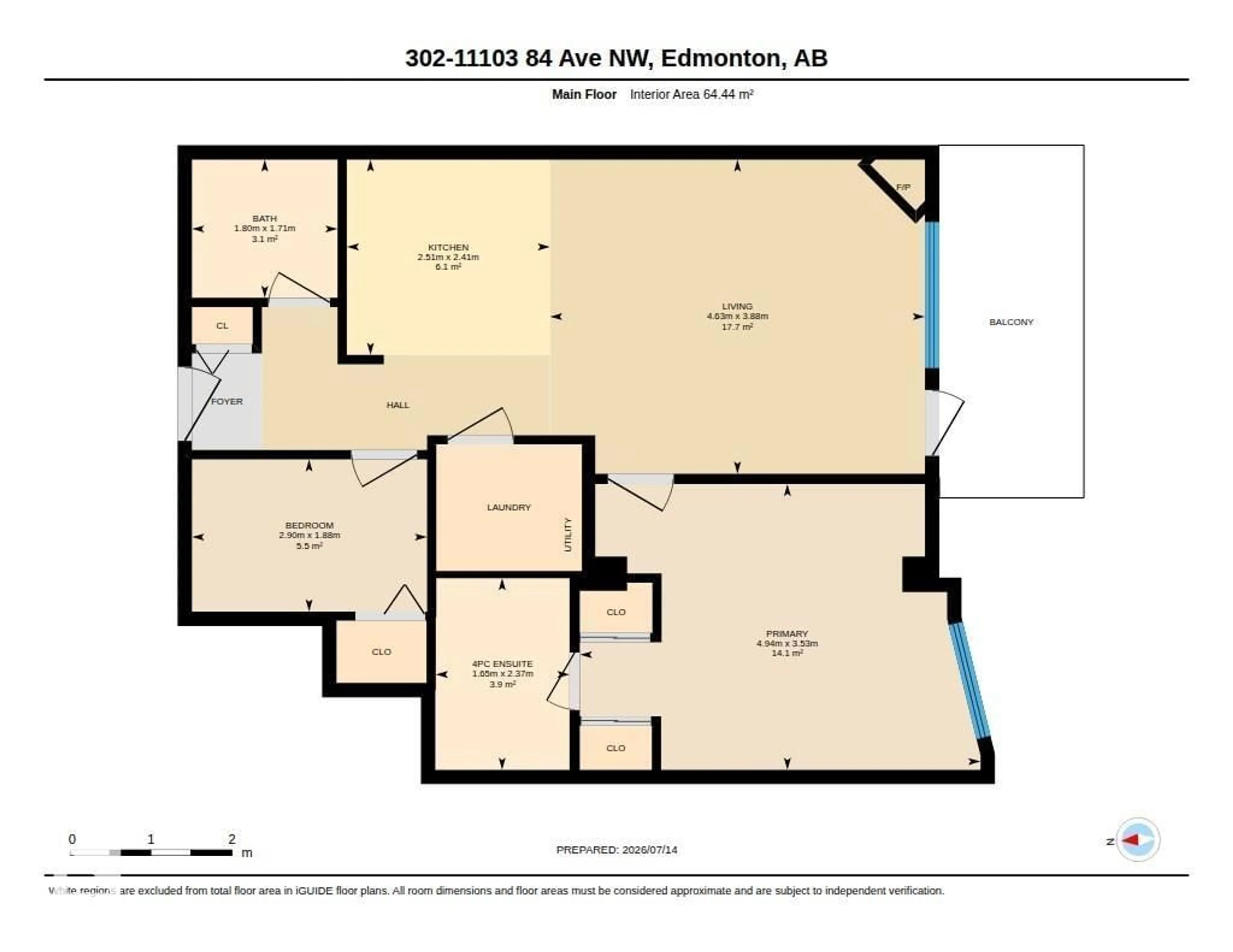Floor plan for #302 - 11103 84 AV, Edmonton Alberta T6G2X4