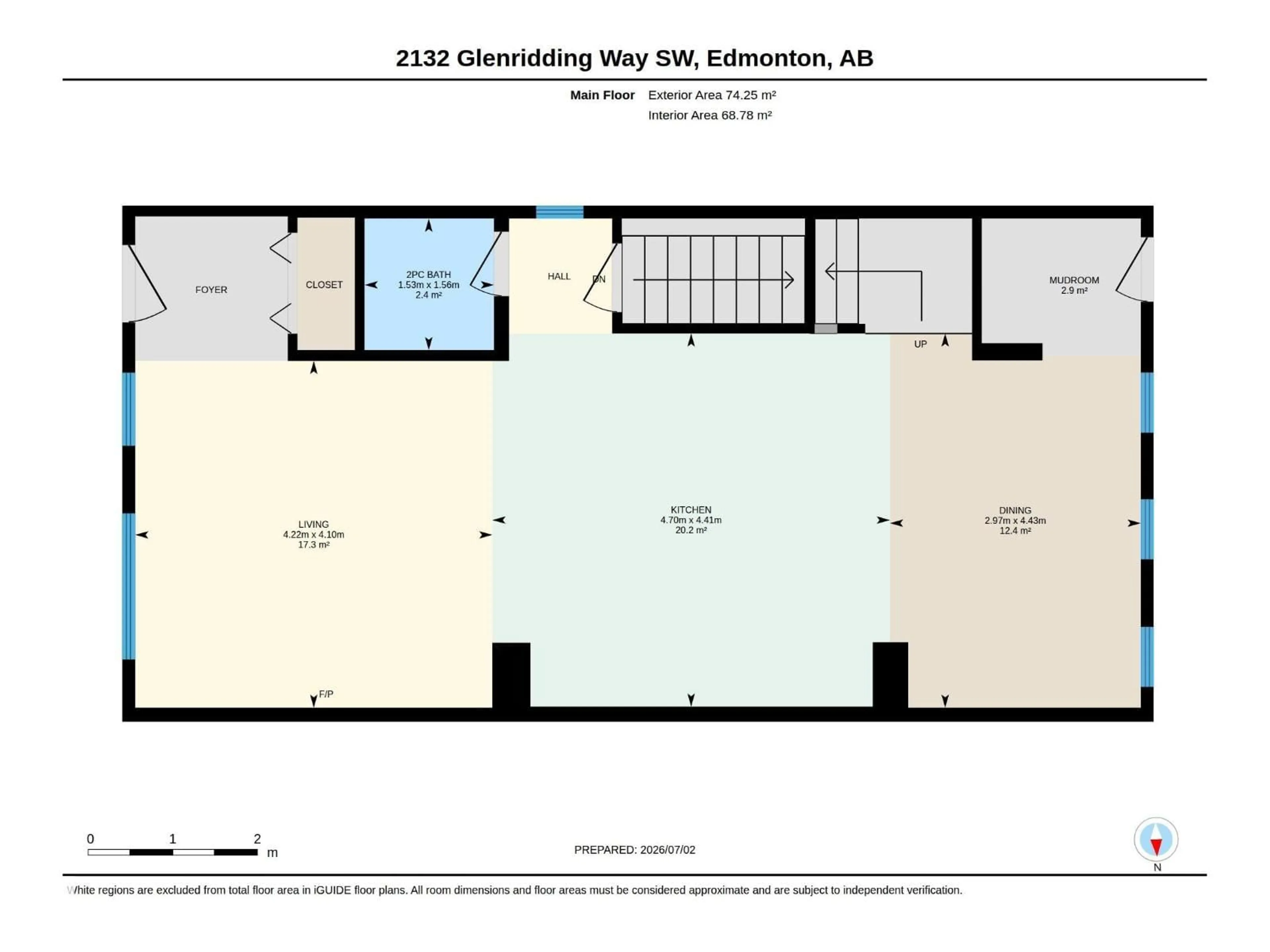 Floor plan for 2132 GLENRIDDING WY, Edmonton Alberta T6W2H4