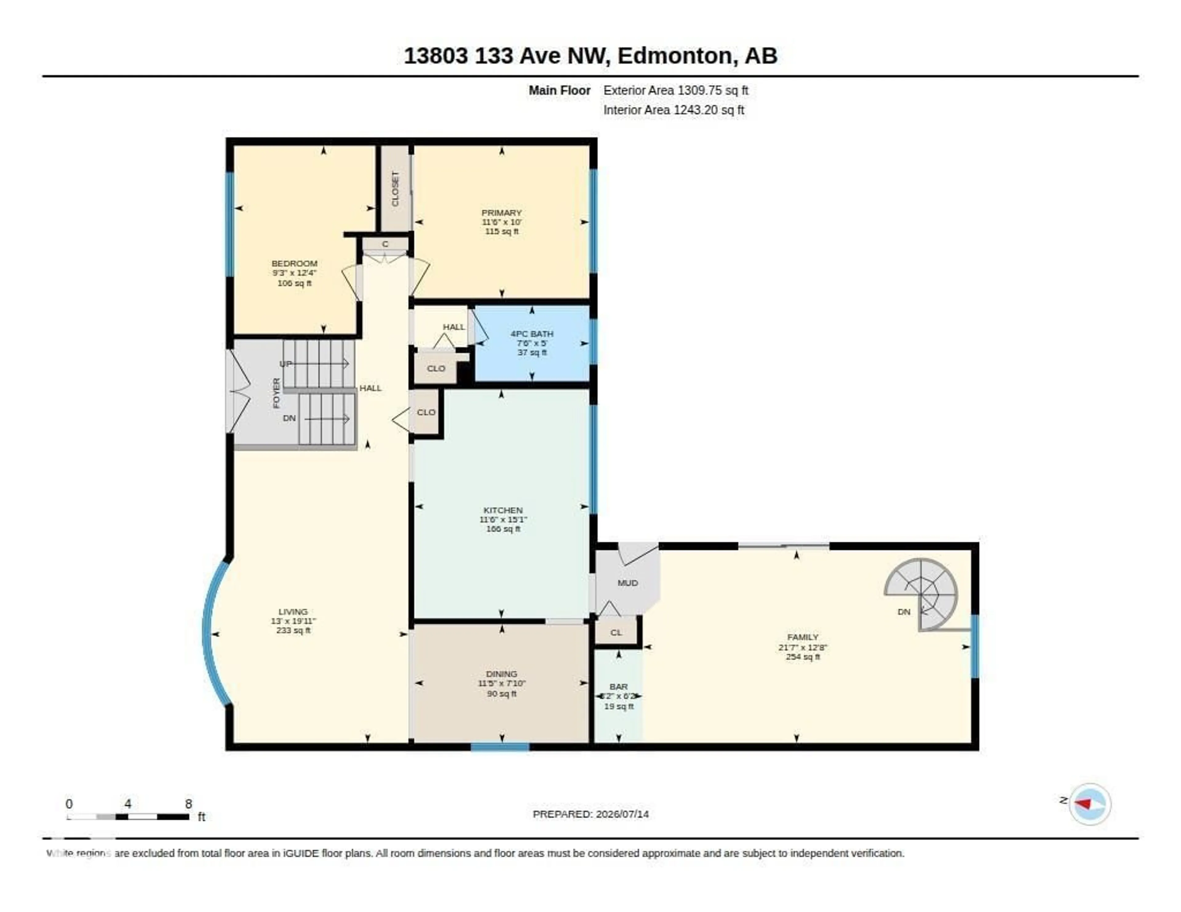 Floor plan for 13803 133 AV, Edmonton Alberta T5L3T3