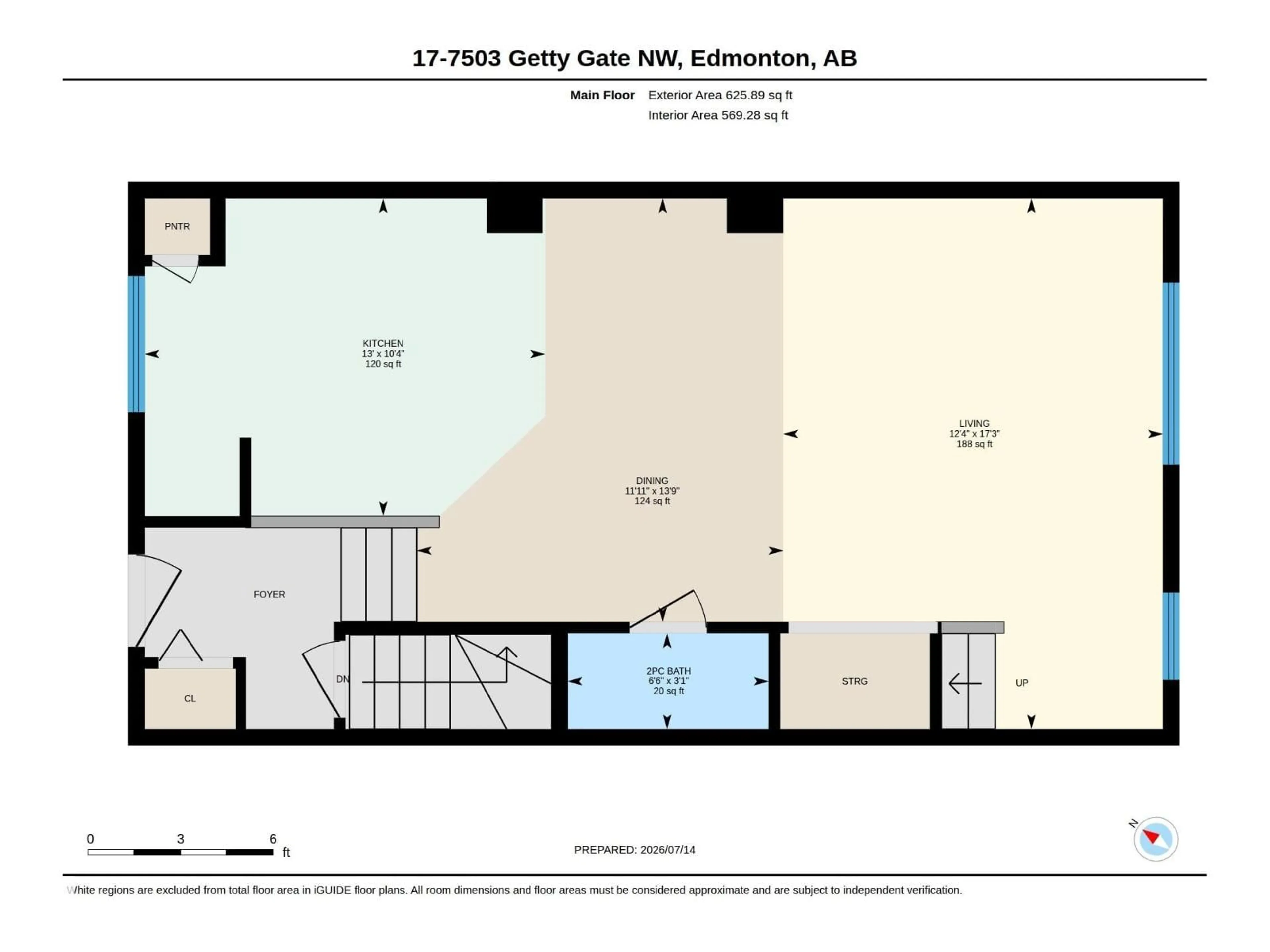 Floor plan for #17 - 7503 GETTY GA, Edmonton Alberta T5T4S8