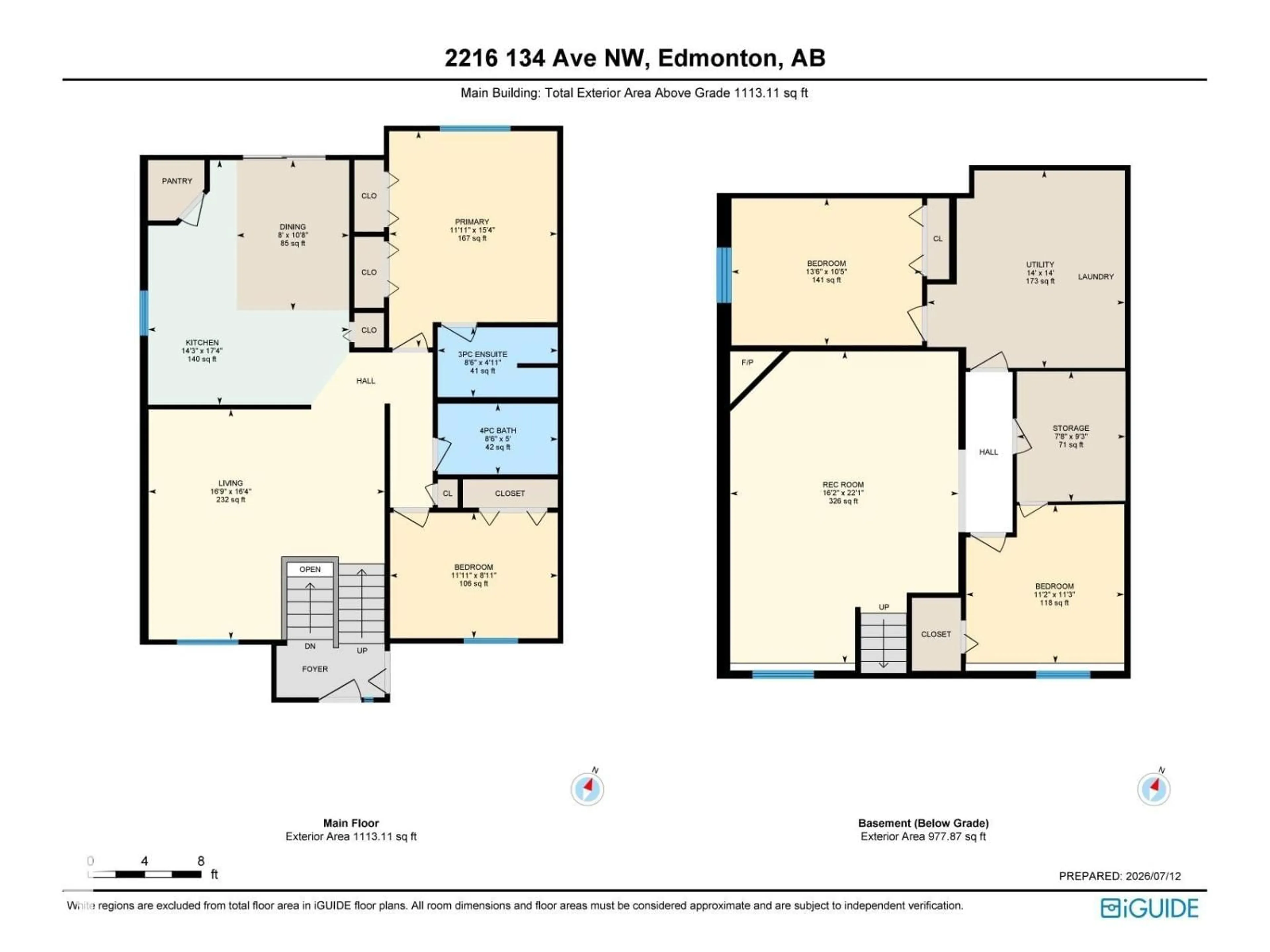 Floor plan for 2216 134 AV, Edmonton Alberta T5A4Y4