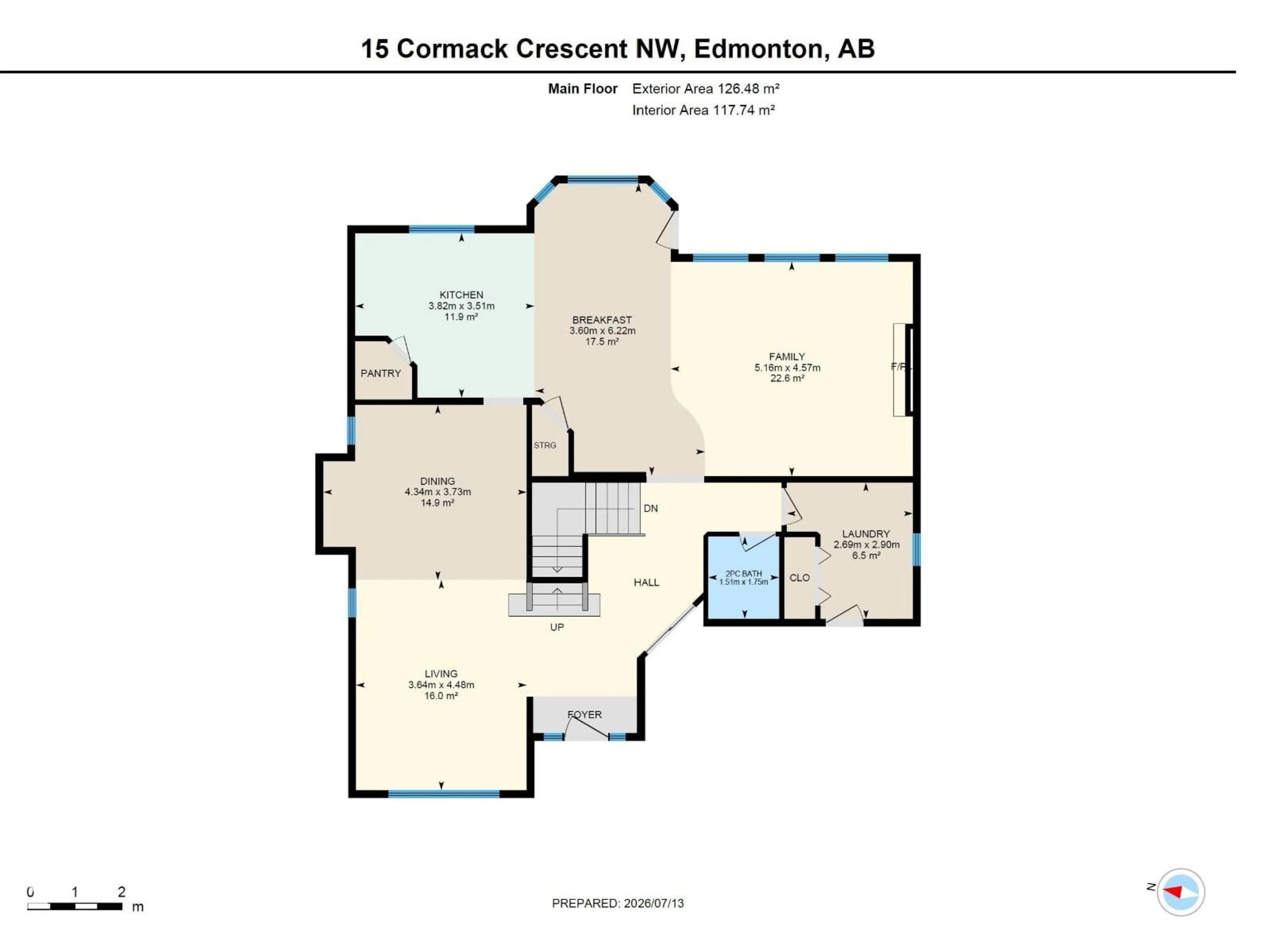 Floor plan for 15 CORMACK CR, Edmonton Alberta T6R2E7