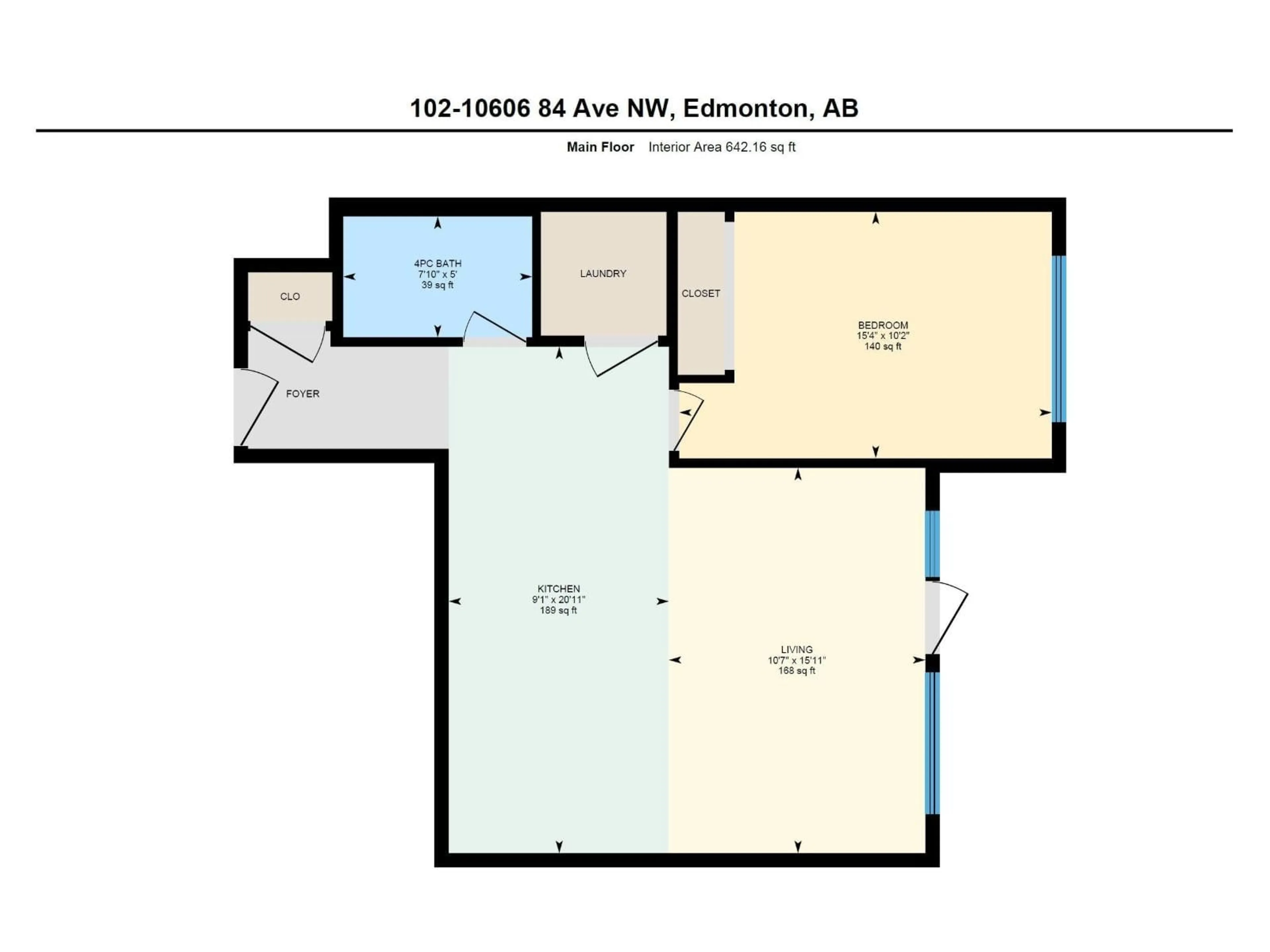 Floor plan for #102 - 10606 84 AV, Edmonton Alberta T6E2H6