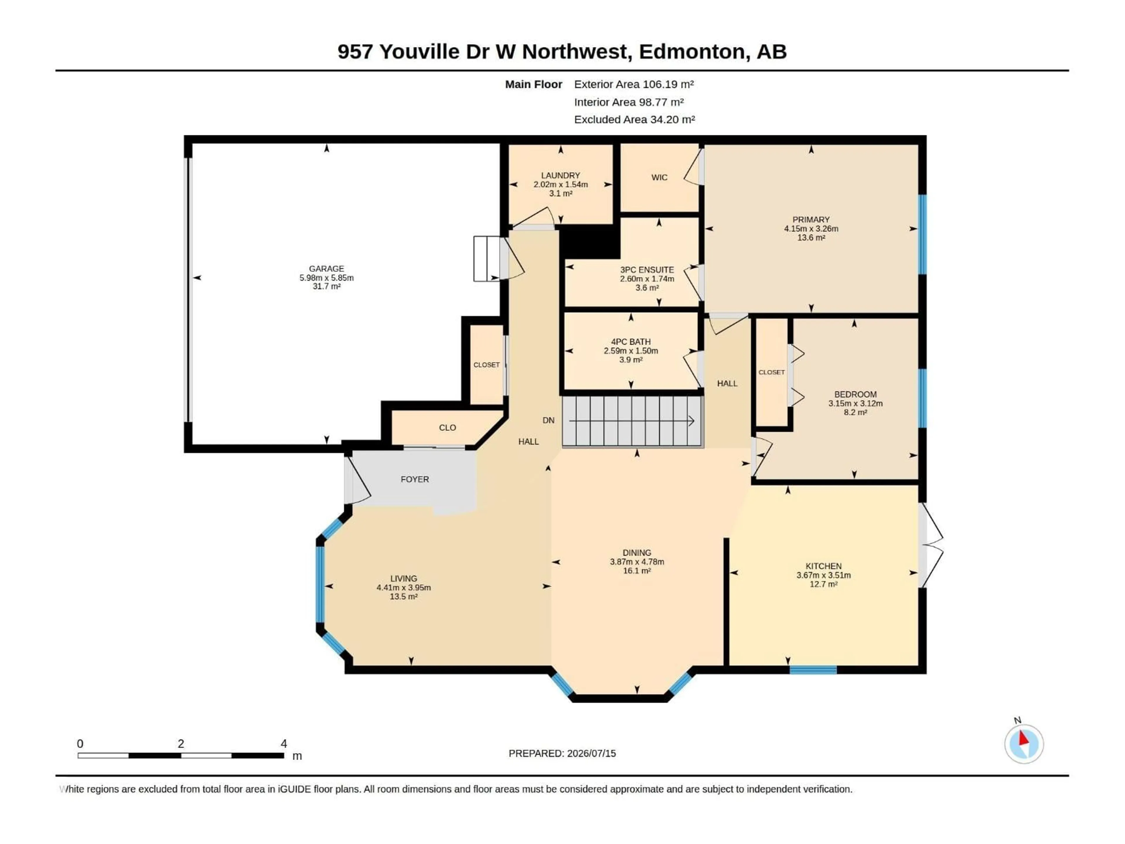 Floor plan for 957 YOUVILLE DR, Edmonton Alberta T6L6T2