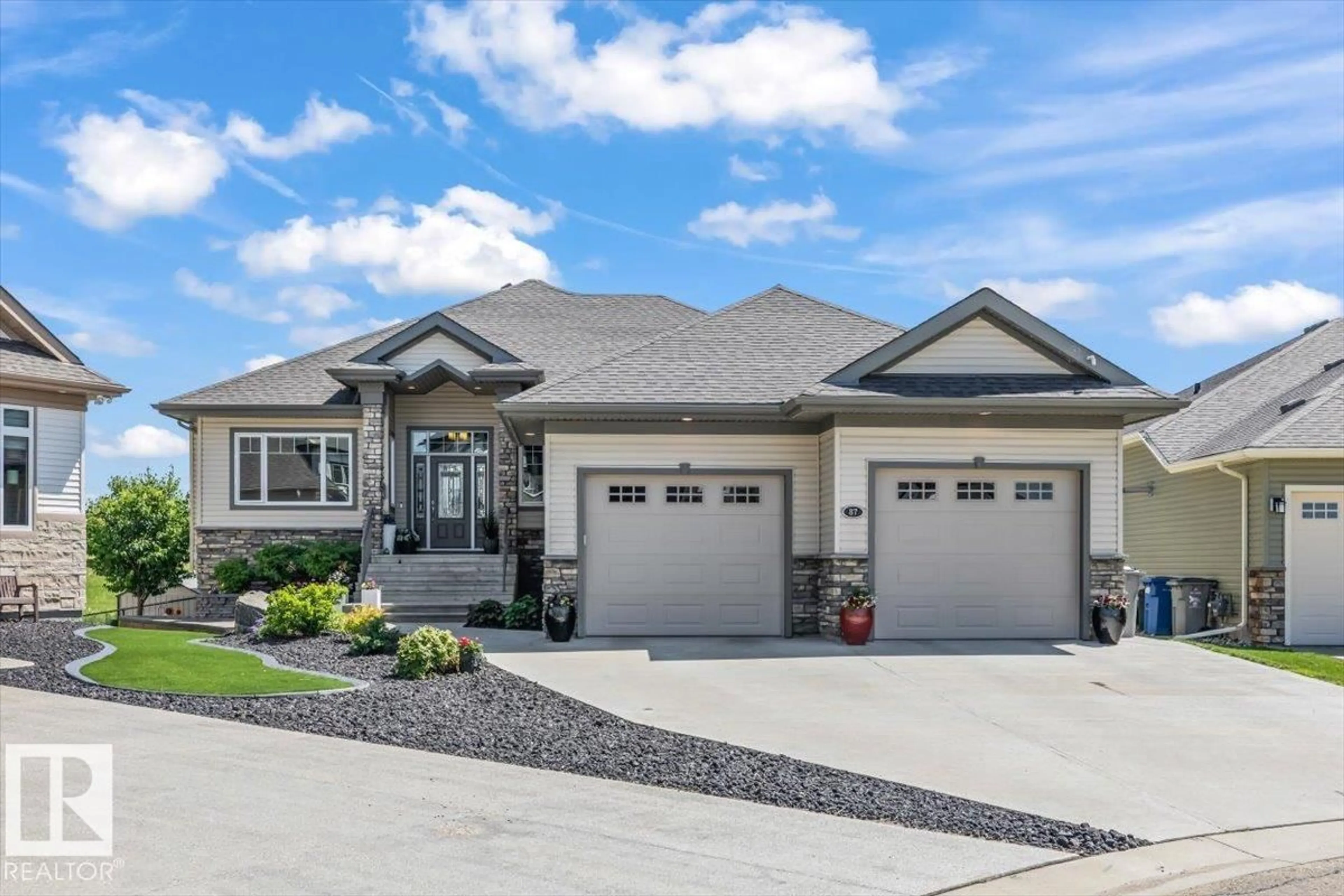 Home with vinyl exterior material, street for 87 LAKELAND CR, Beaumont Alberta T4X0B5
