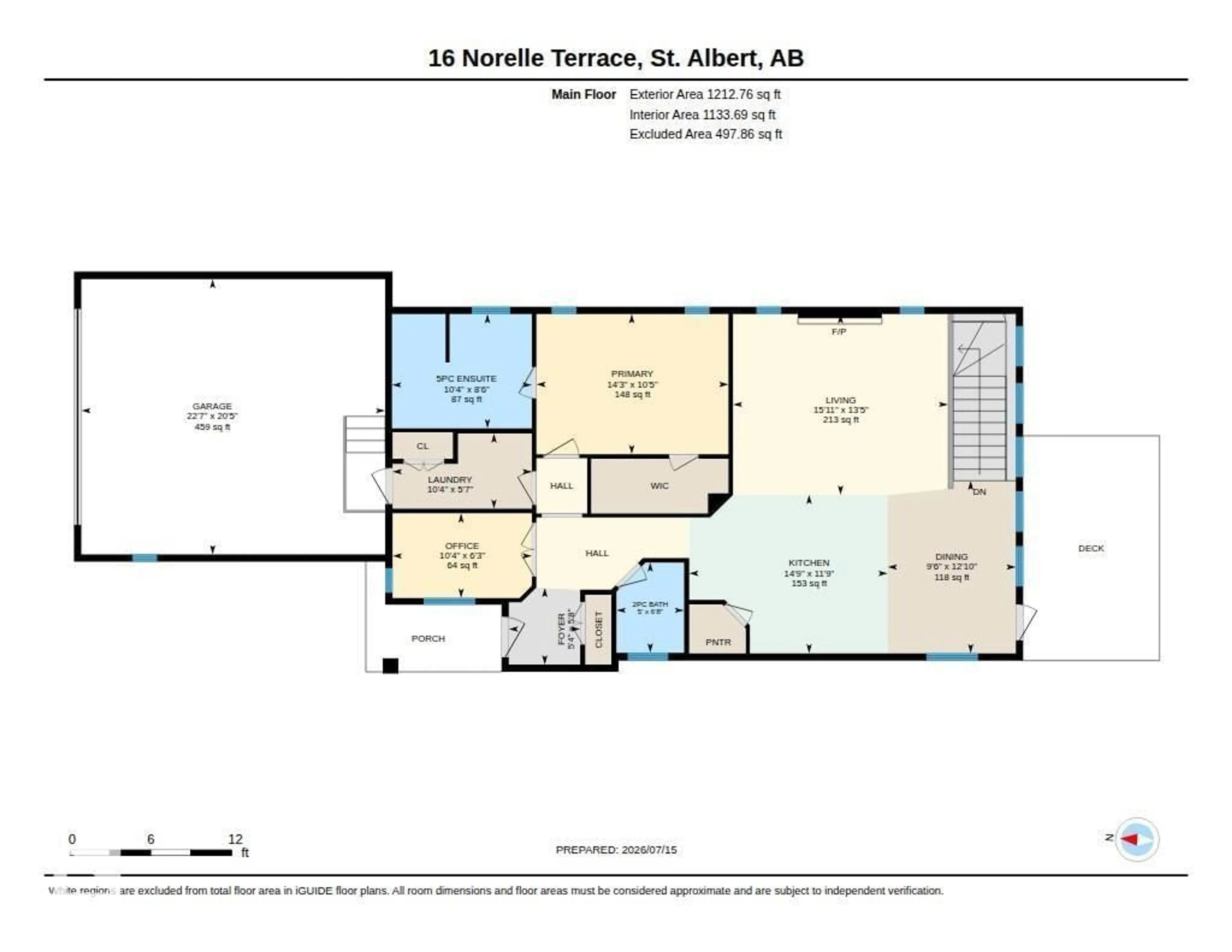 Floor plan for 16 NORELLE TERRACE, St. Albert Alberta T8N3V1