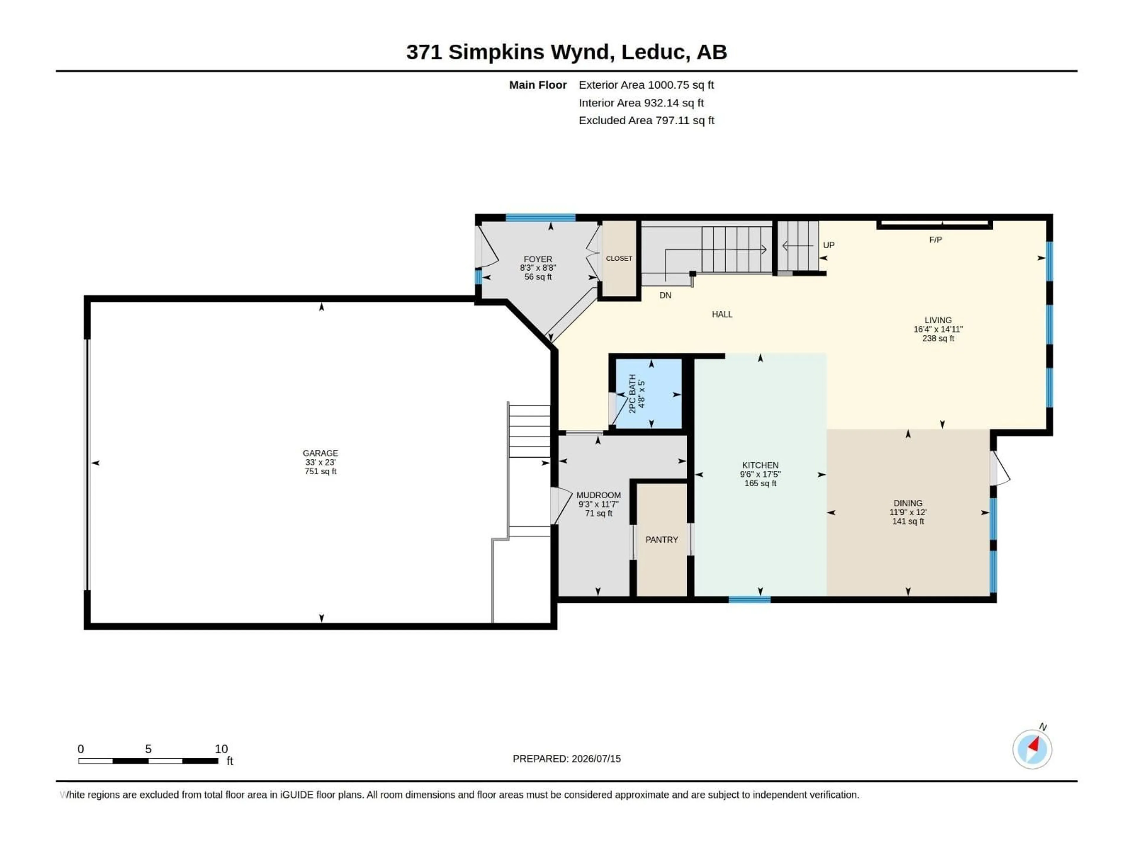 Floor plan for 371 SIMPKINS WD, Leduc Alberta T9E0Y4