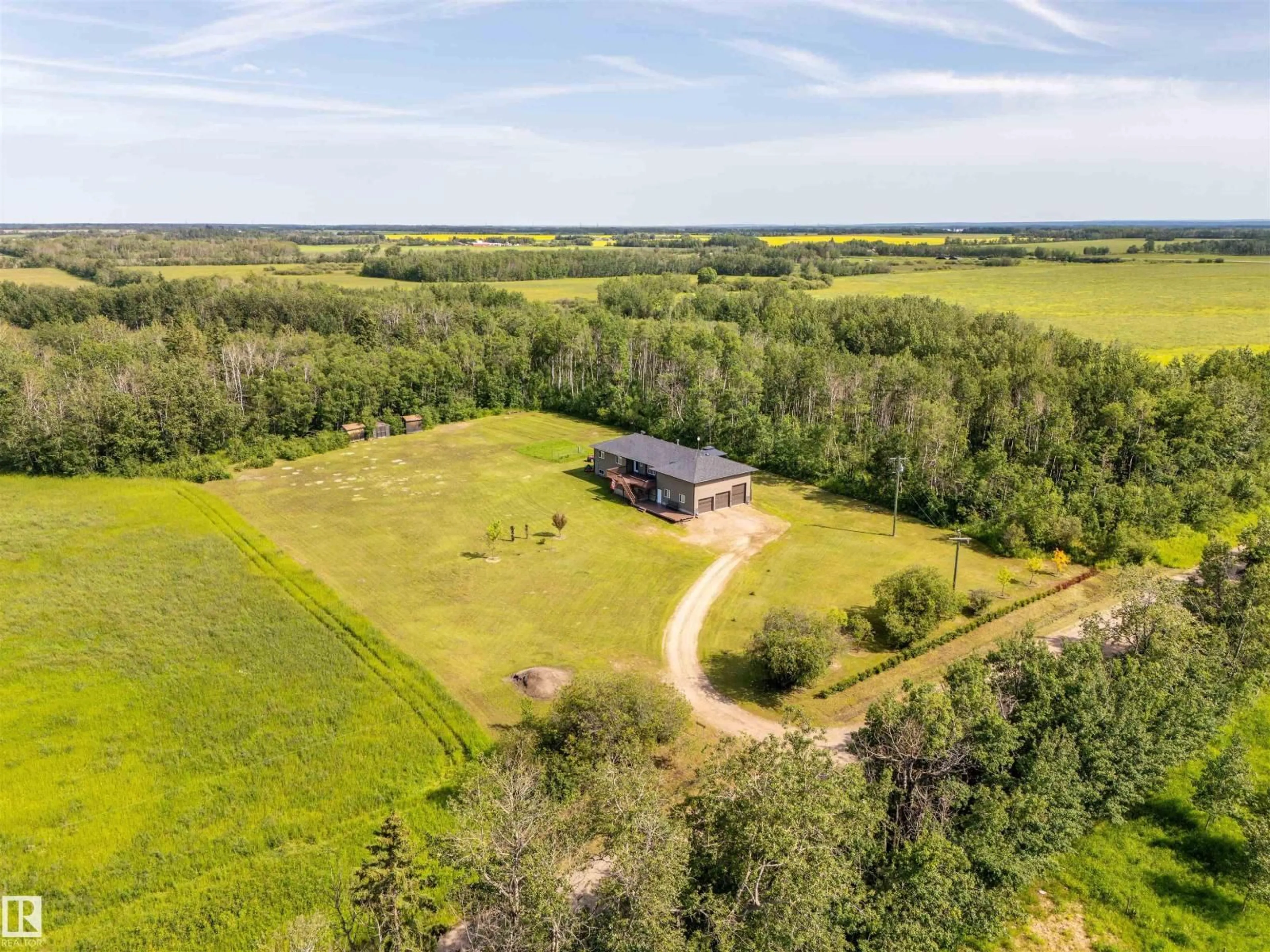 A pic from outside/outdoor area/front of a property/back of a property/a pic from drone, water/lake/river/ocean view for 62217 RGE RD 470, Rural Bonnyville M.D. Alberta T9N2J6