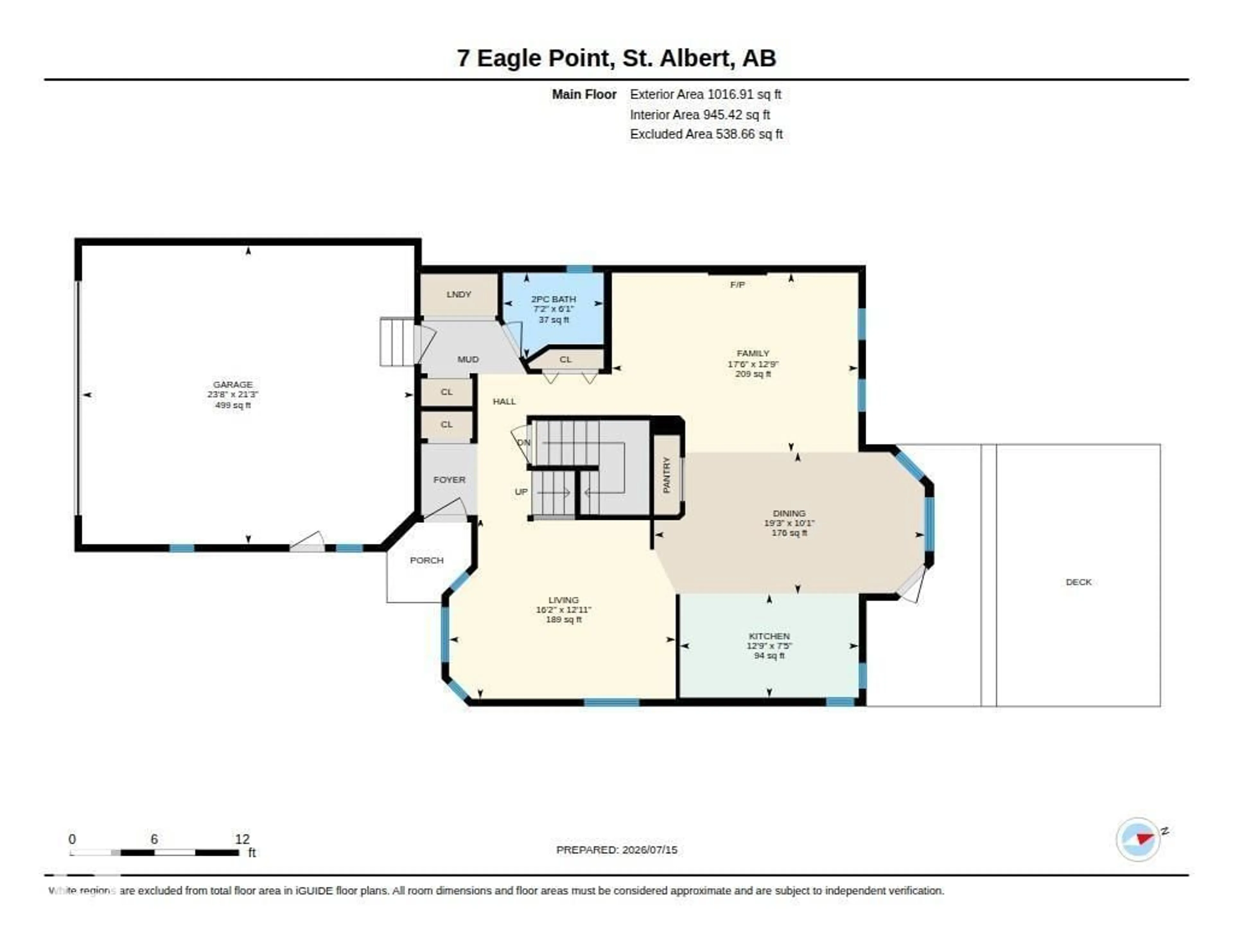 Floor plan for 7 EAGLE PT, St. Albert Alberta T8N5X4