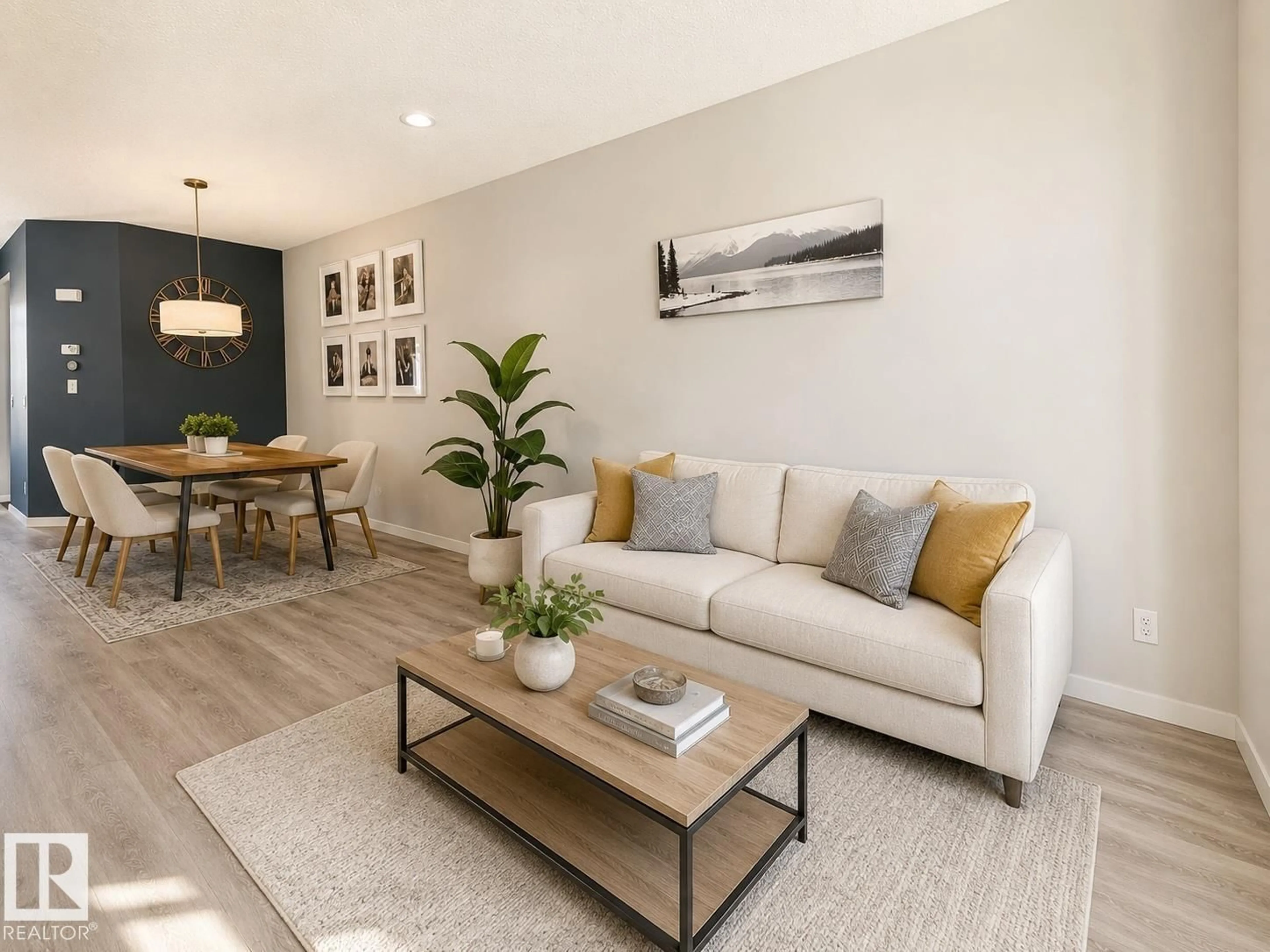 Living room with furniture, wood/laminate floor for SW - 2035 160 ST, Edmonton Alberta T6W4E7