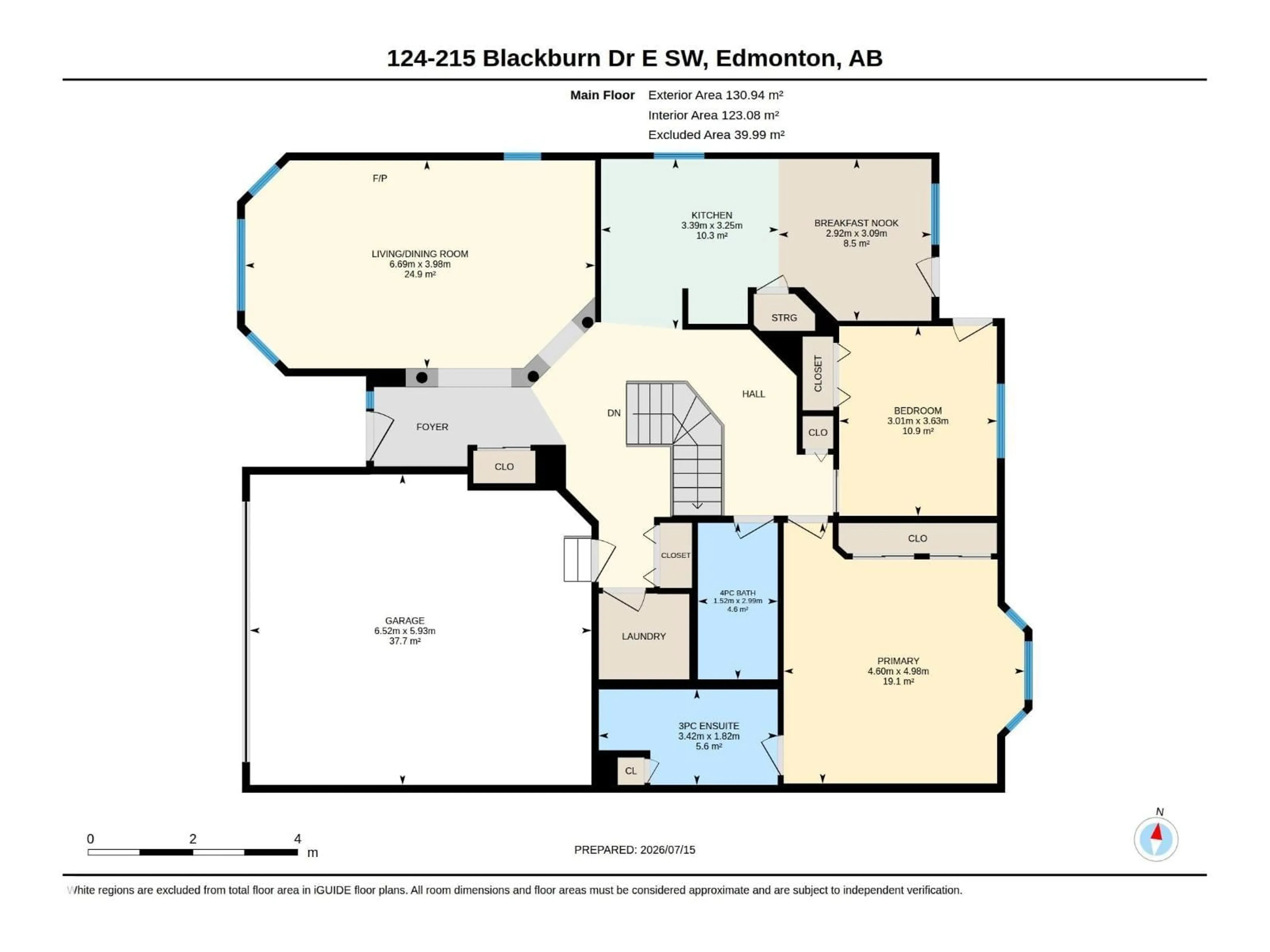Floor plan for 215 - 124 BLACKBURN DR, Edmonton Alberta T6W1B9