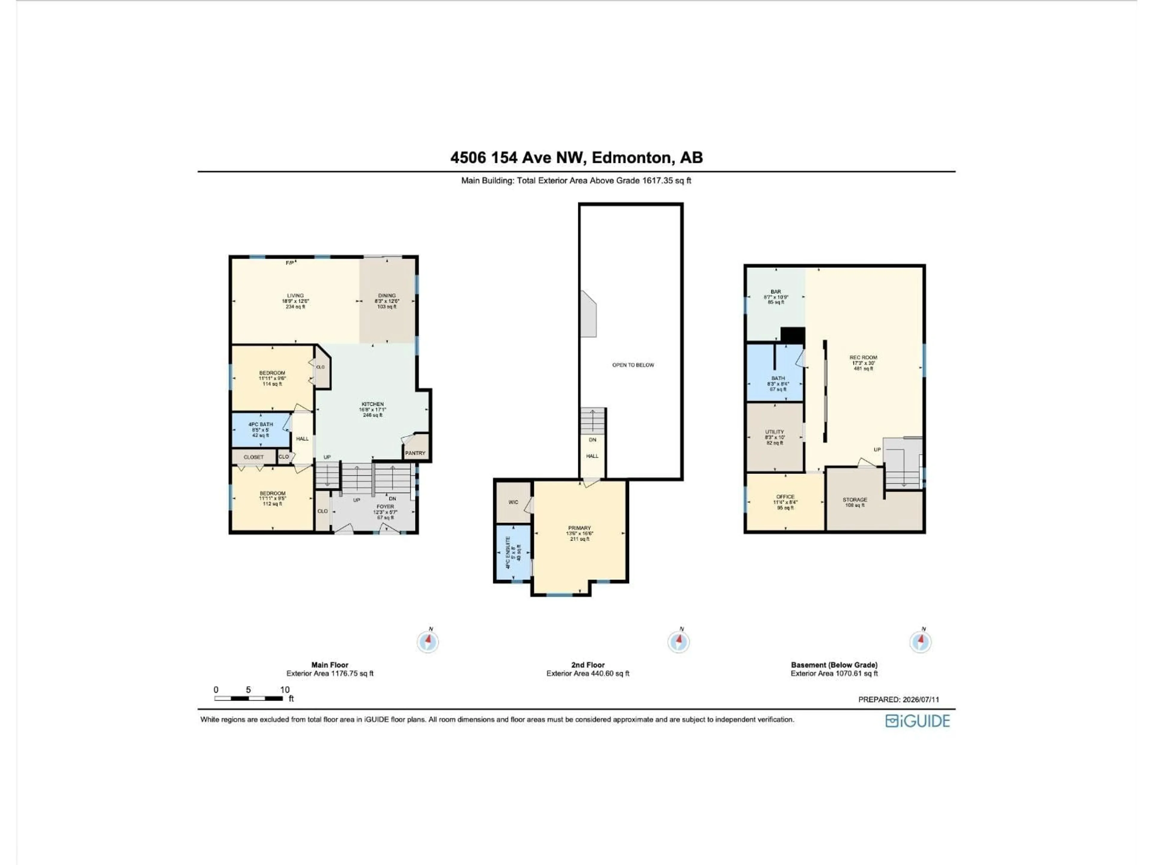 Floor plan for 4506 154 AV, Edmonton Alberta T5Y3H3