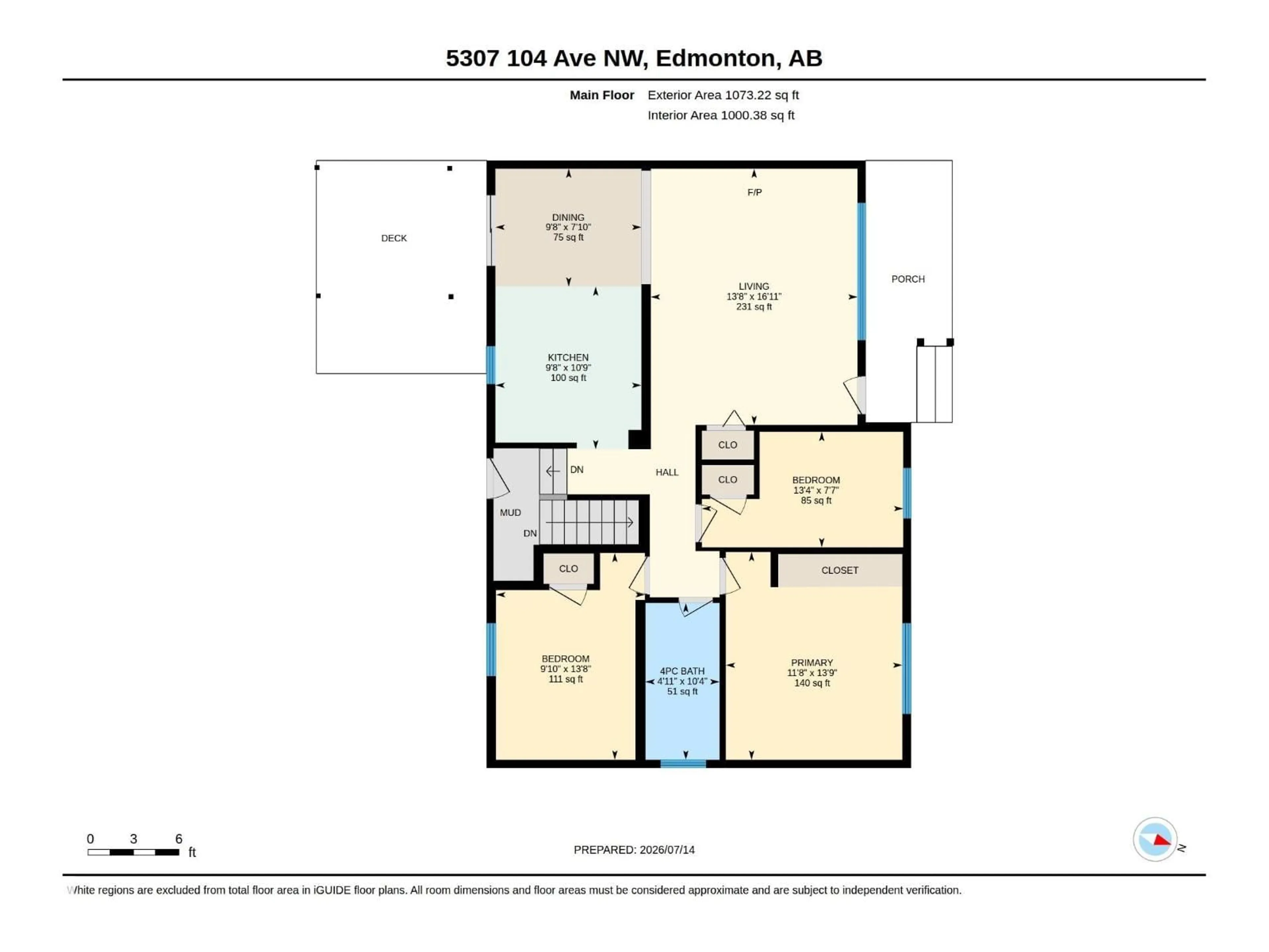 Floor plan for 5307 104 AV, Edmonton Alberta T6A0X7