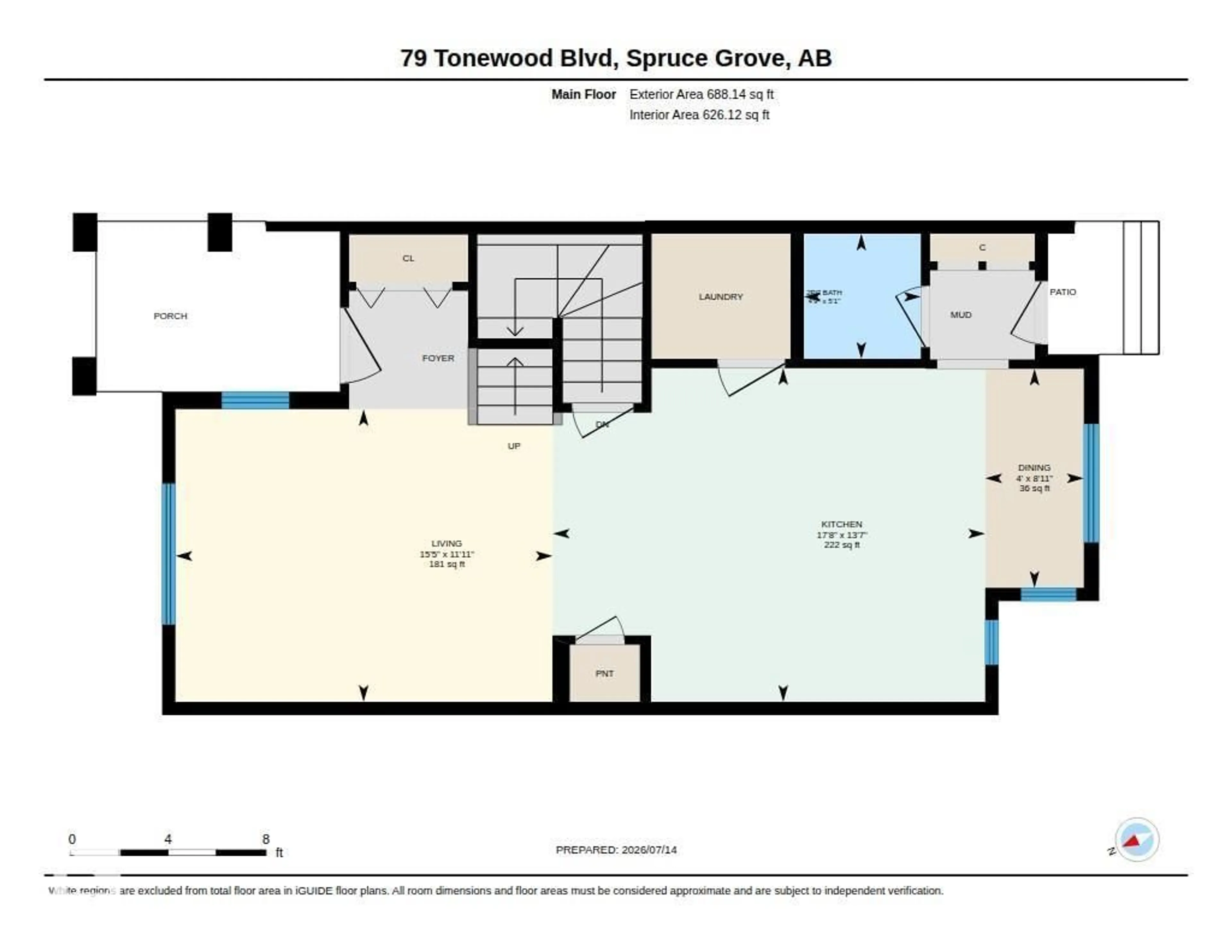 Floor plan for 79 TONEWOOD BV, Spruce Grove Alberta T7X0W4